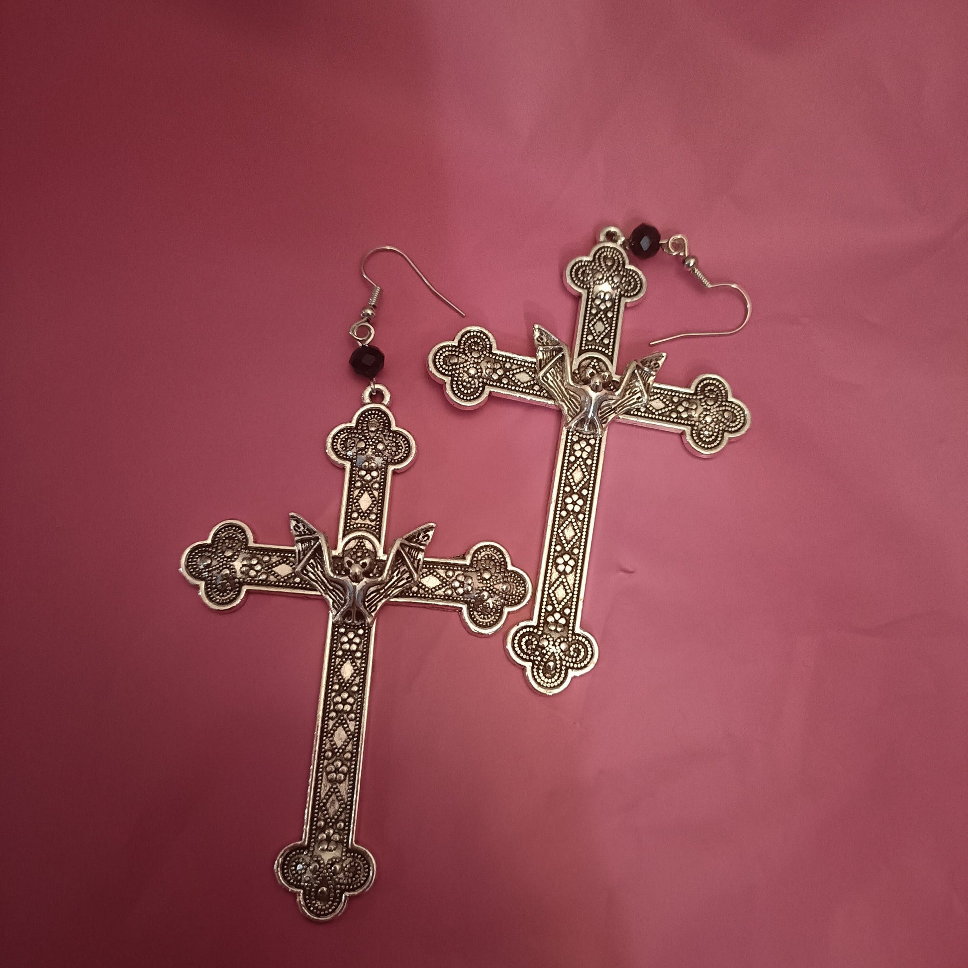 Crucifix Earrings with Bats