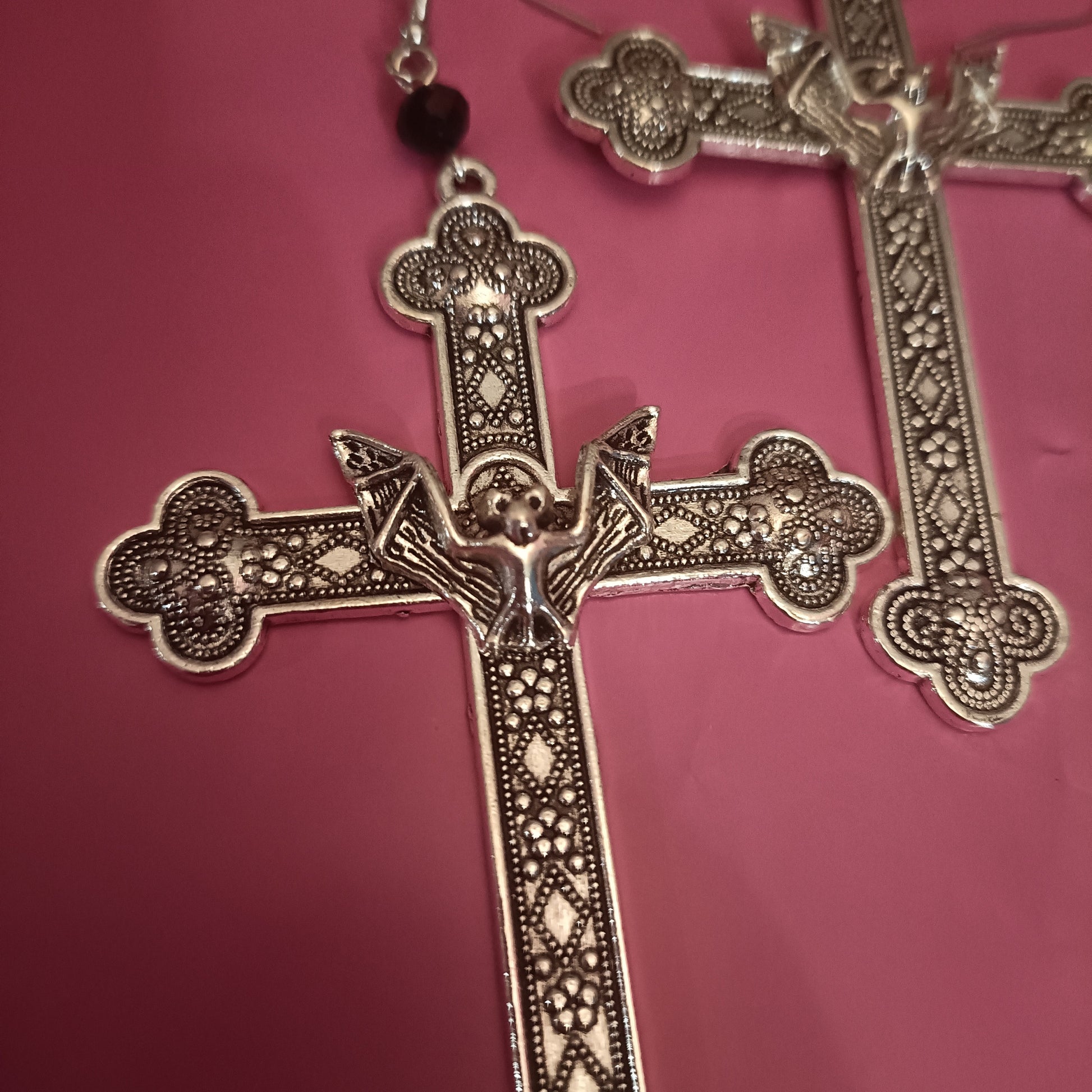 Crucifix Earrings with Bats