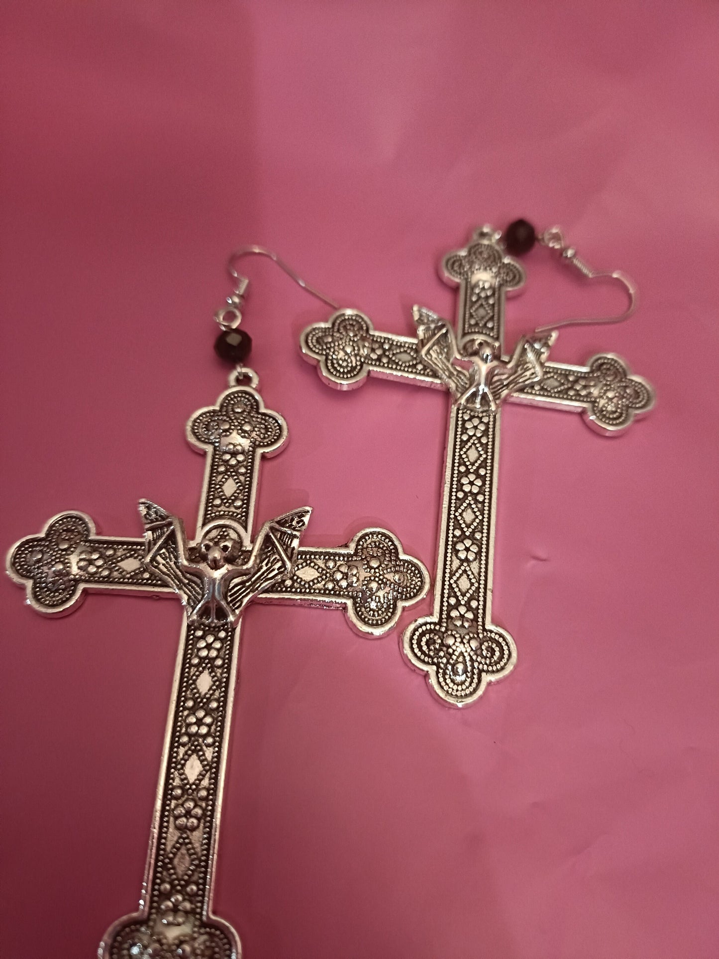 Crucifix Earrings with Bats