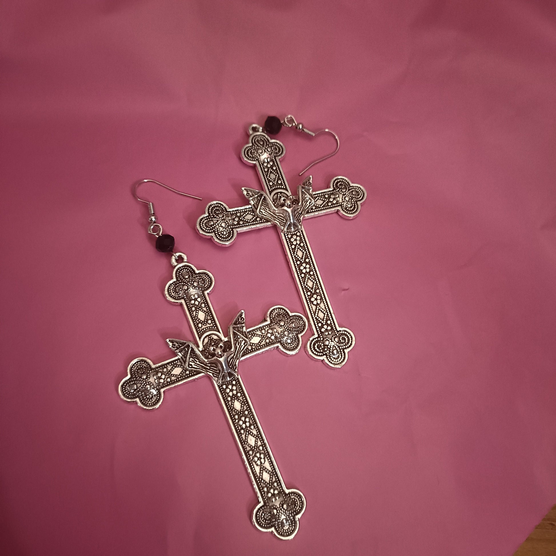 Crucifix Earrings with Bats