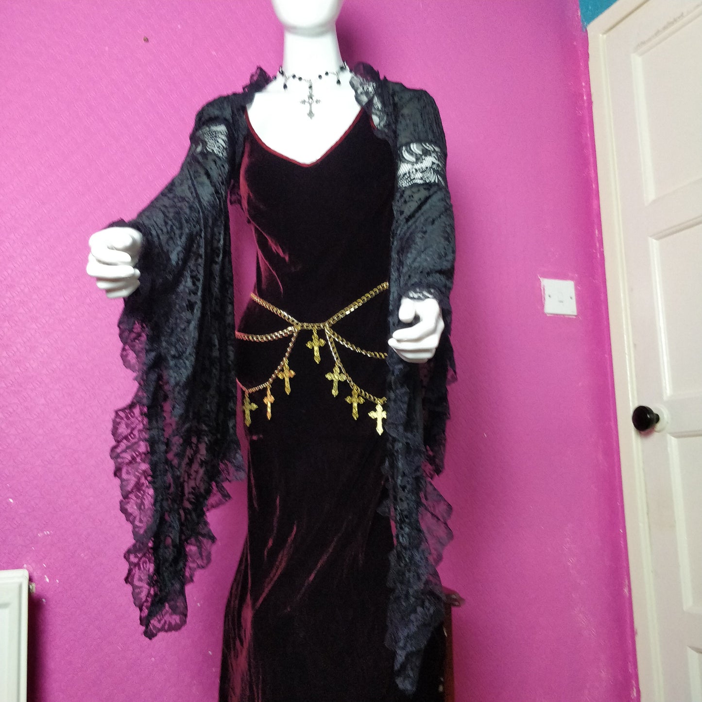 Crucifix Waist Chain Belt/ Harness waist chain- Gothic Gold Cross Belt