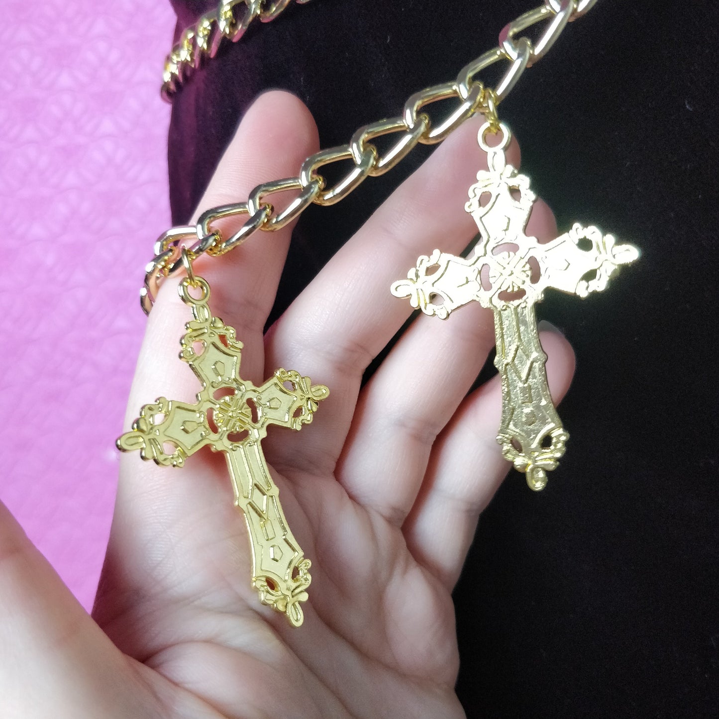 Crucifix Waist Chain Belt/ Harness waist chain- Gothic Gold Cross Belt