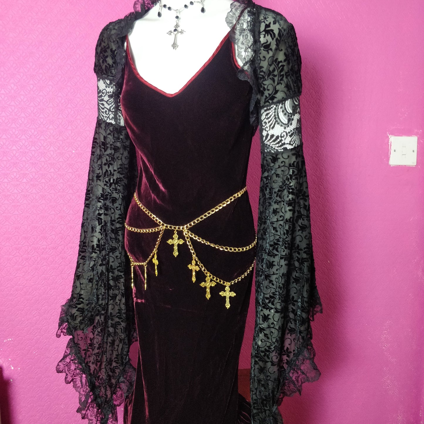 Crucifix Waist Chain Belt/ Harness waist chain- Gothic Gold Cross Belt