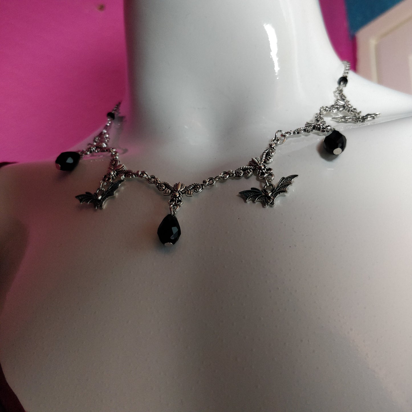 Dainty Bat Necklace - Fancier Version- gothic necklace