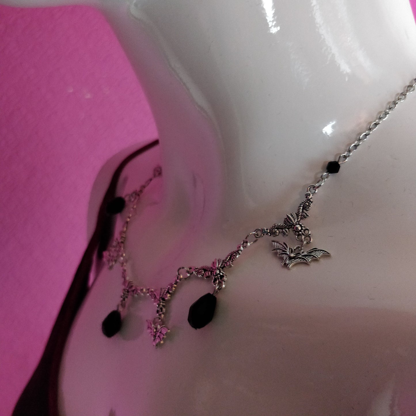 Dainty Bat Necklace - Fancier Version- gothic necklace