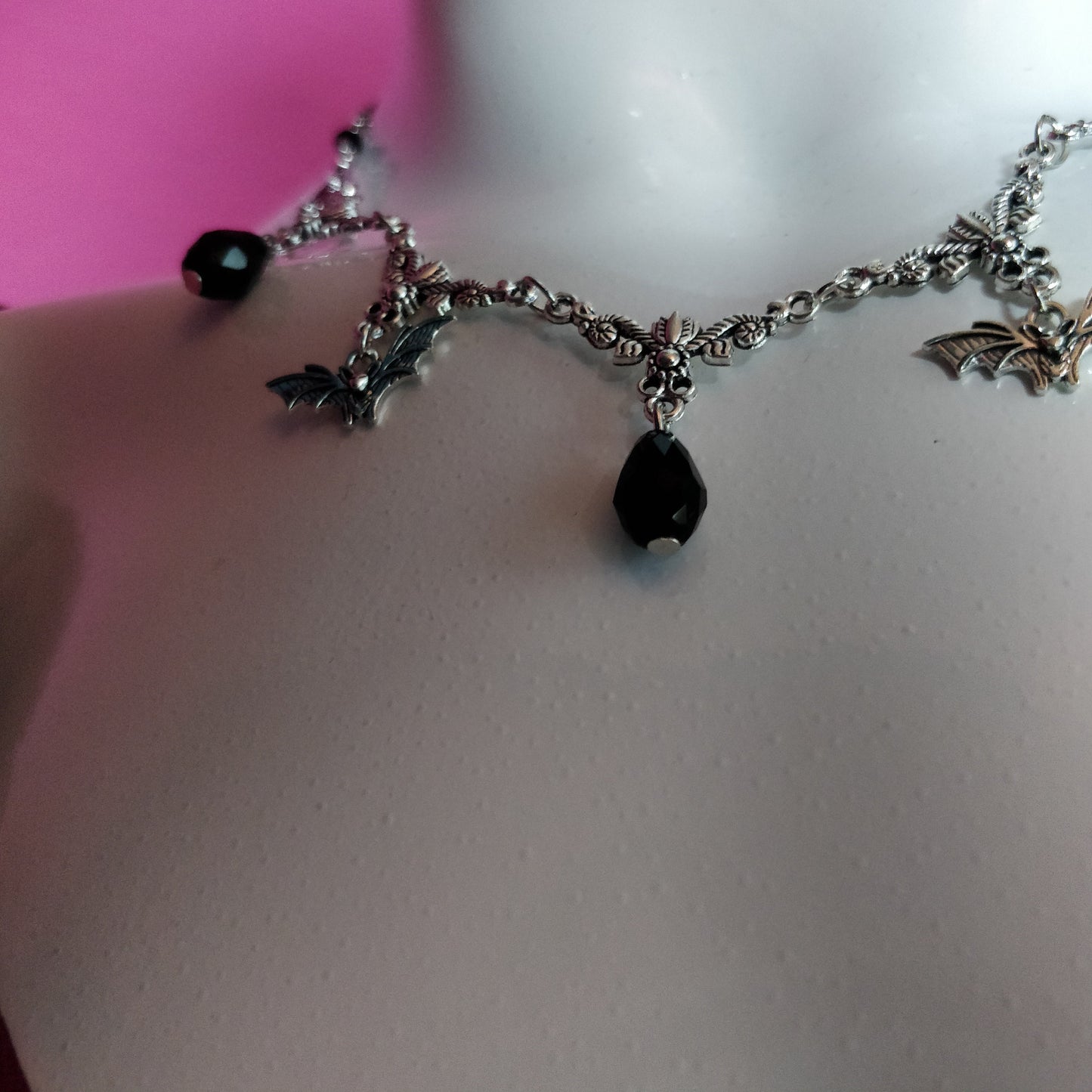 Dainty Bat Necklace - Fancier Version- gothic necklace