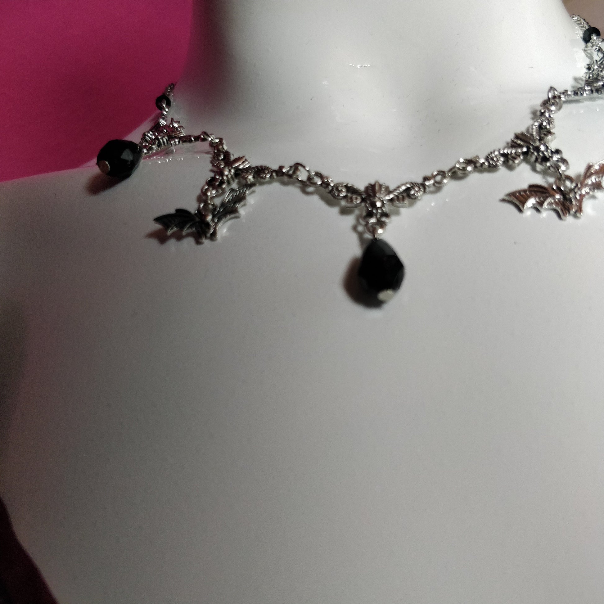Dainty Bat Necklace - Fancier Version- gothic necklace