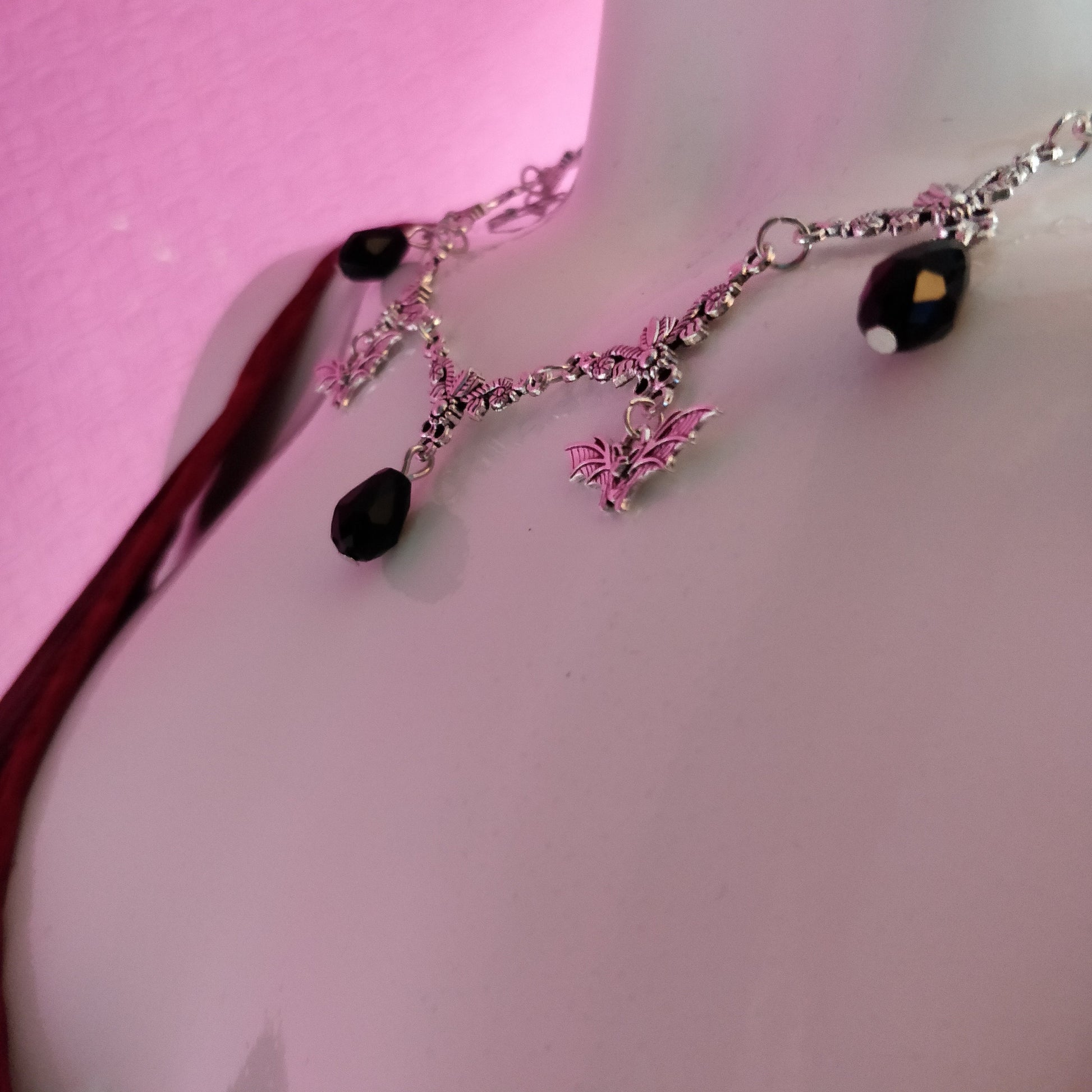Dainty Bat Necklace - Fancier Version- gothic necklace