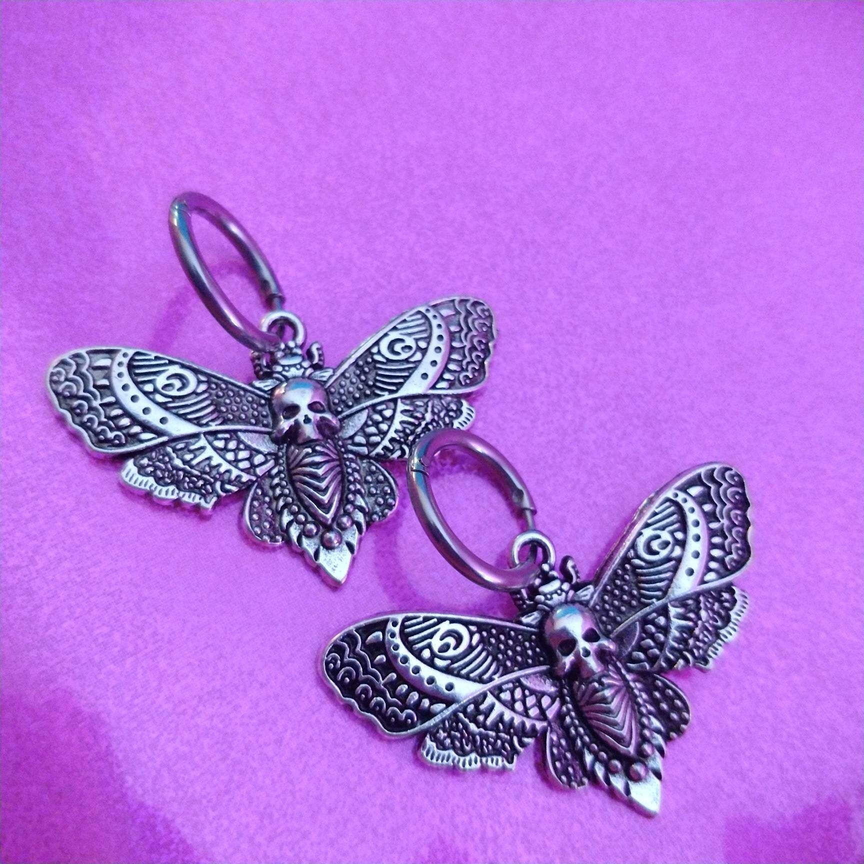 Death's Head Moth Hoop Earrings