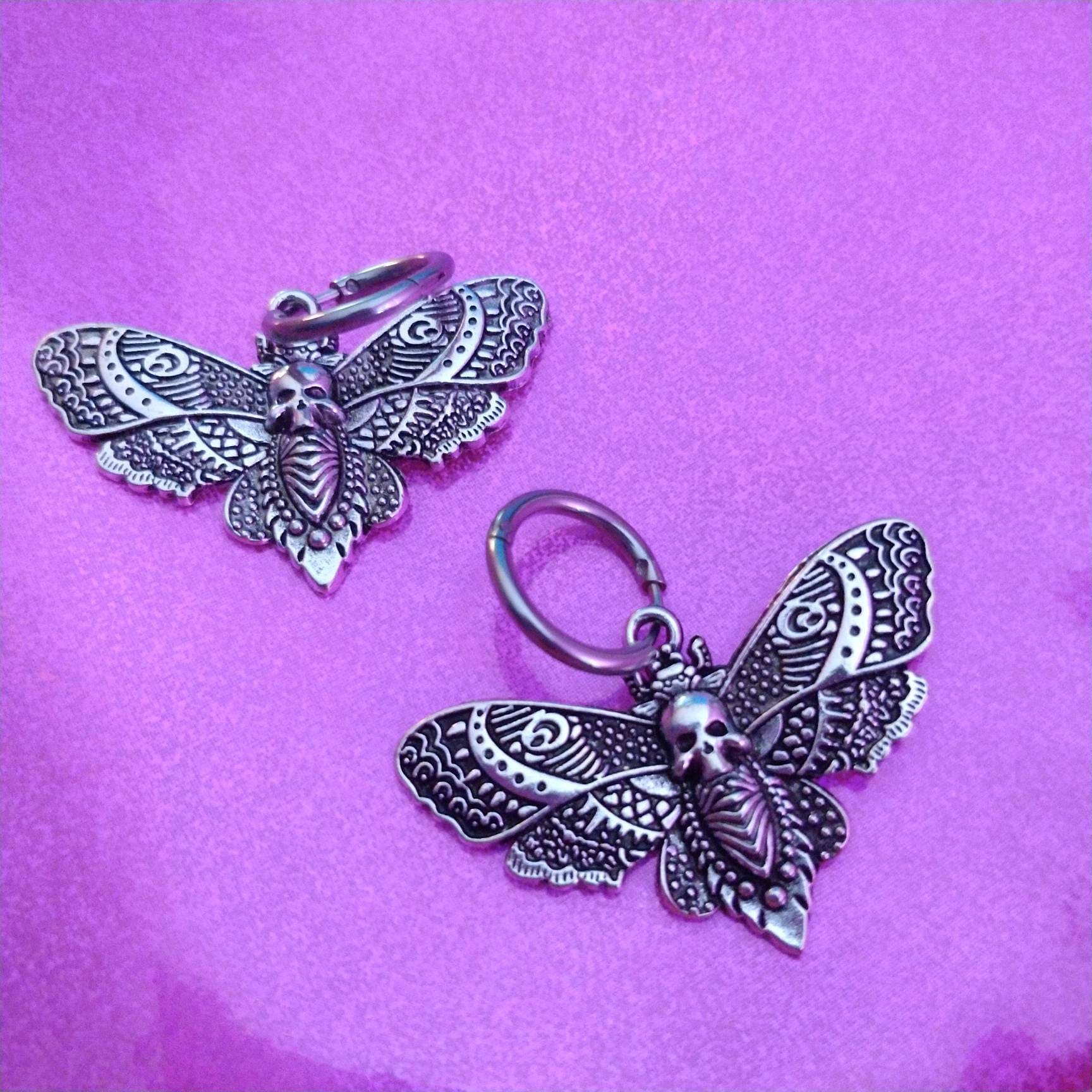 Death's Head Moth Hoop Earrings