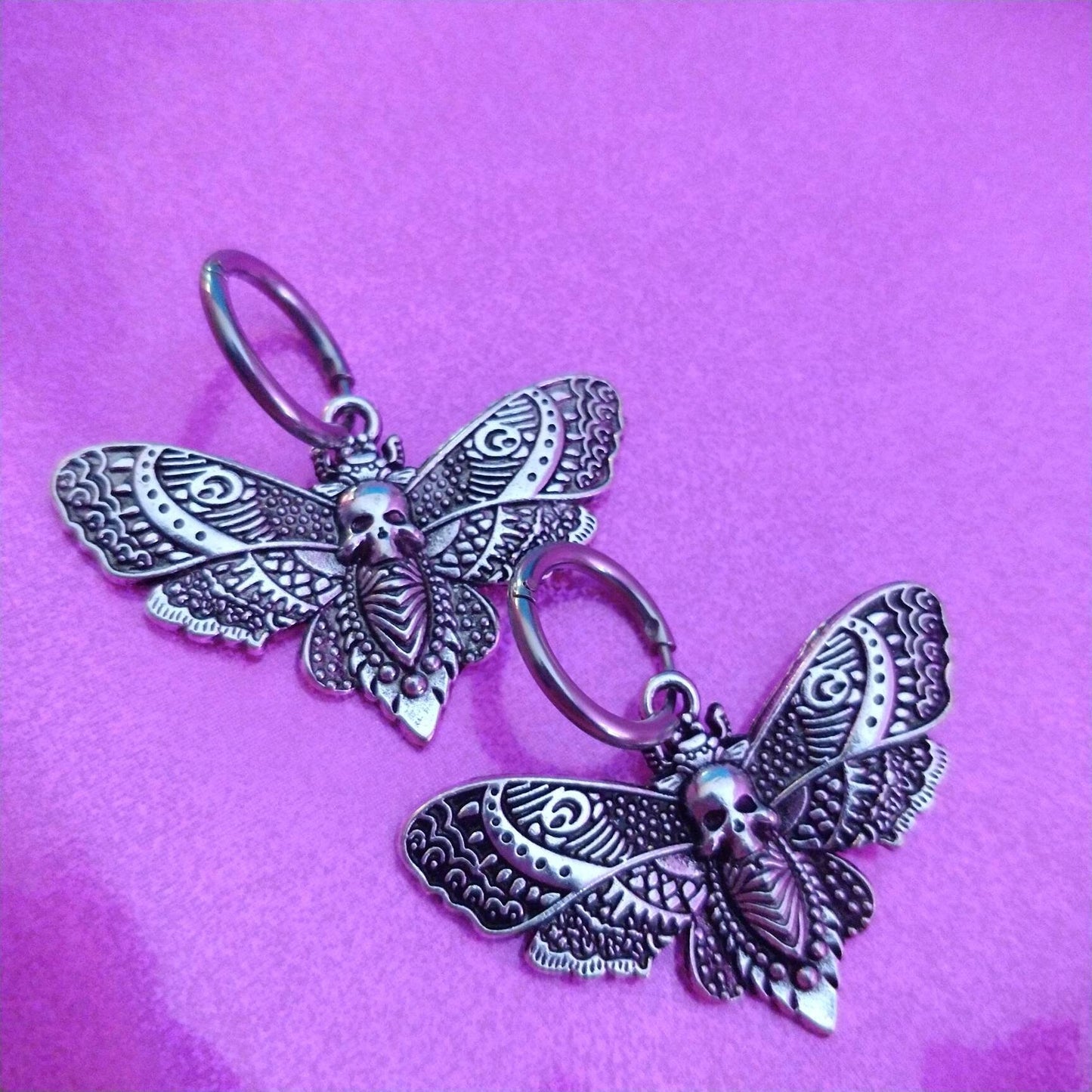 Death's Head Moth Hoop Earrings