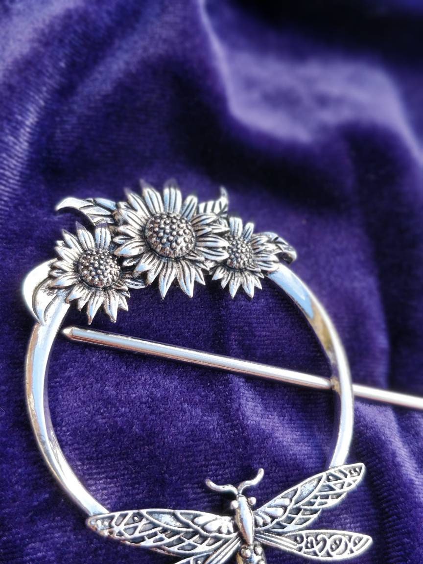 Dragonfly and Sunflowers Hair Stick