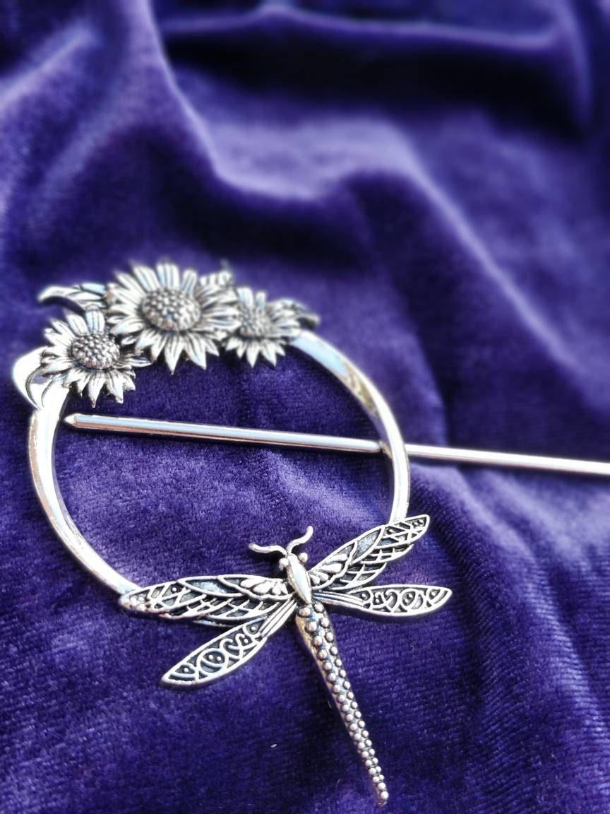 Dragonfly and Sunflowers Hair Stick