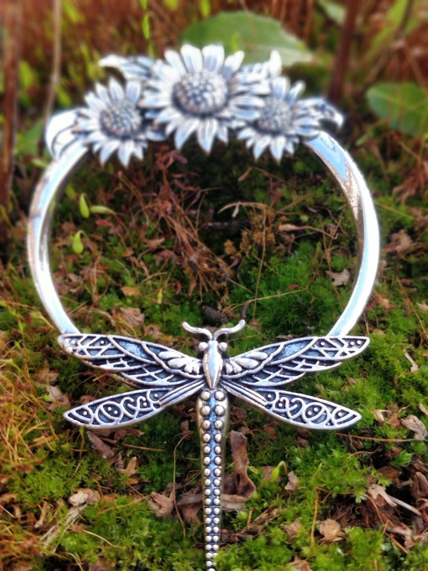 Dragonfly and Sunflowers Hair Stick