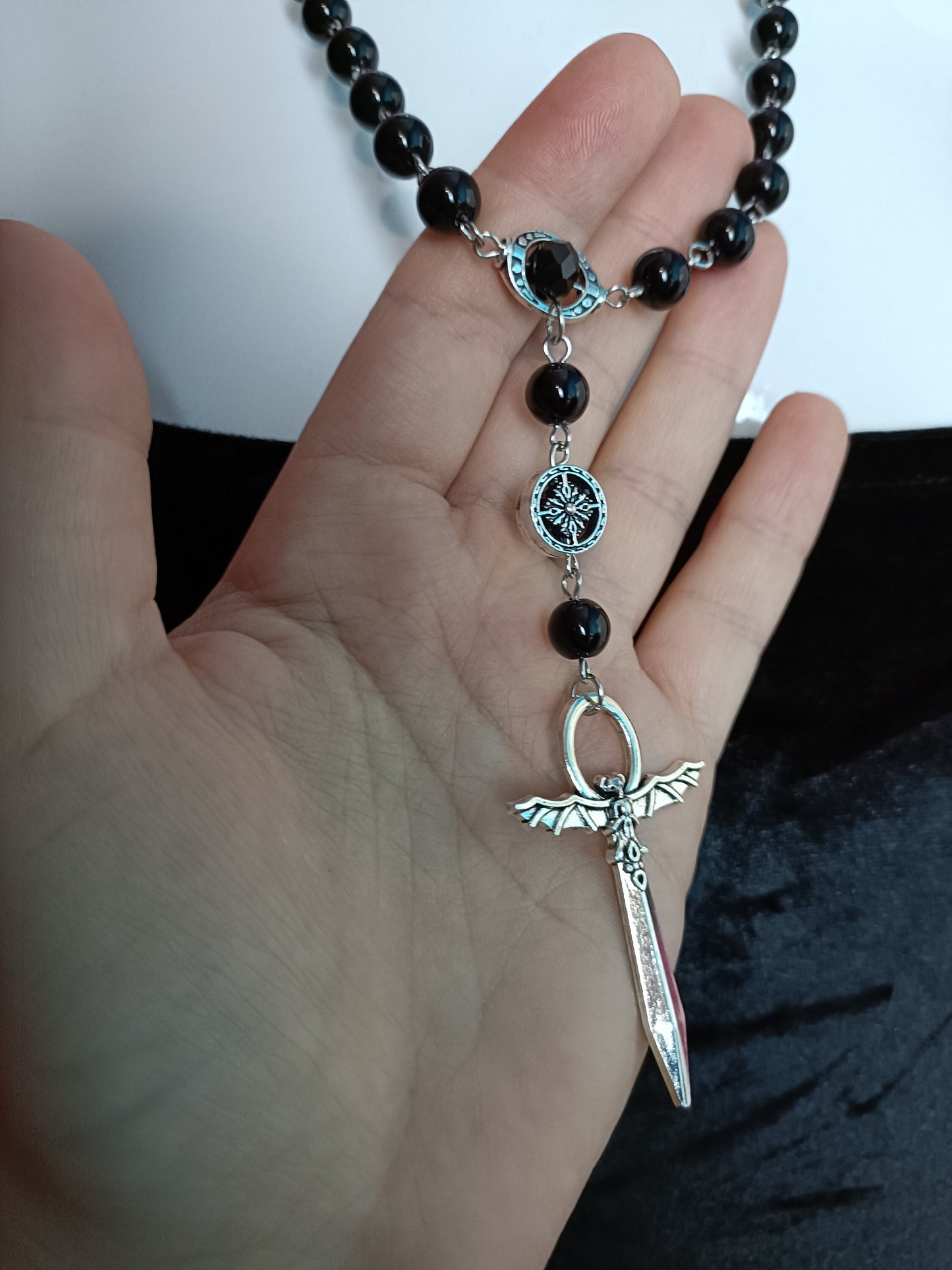 Elegant Bat Crucifix Rosary