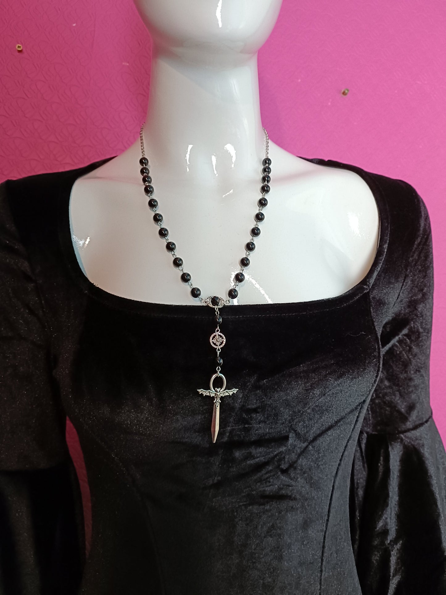 Elegant Bat Crucifix Rosary