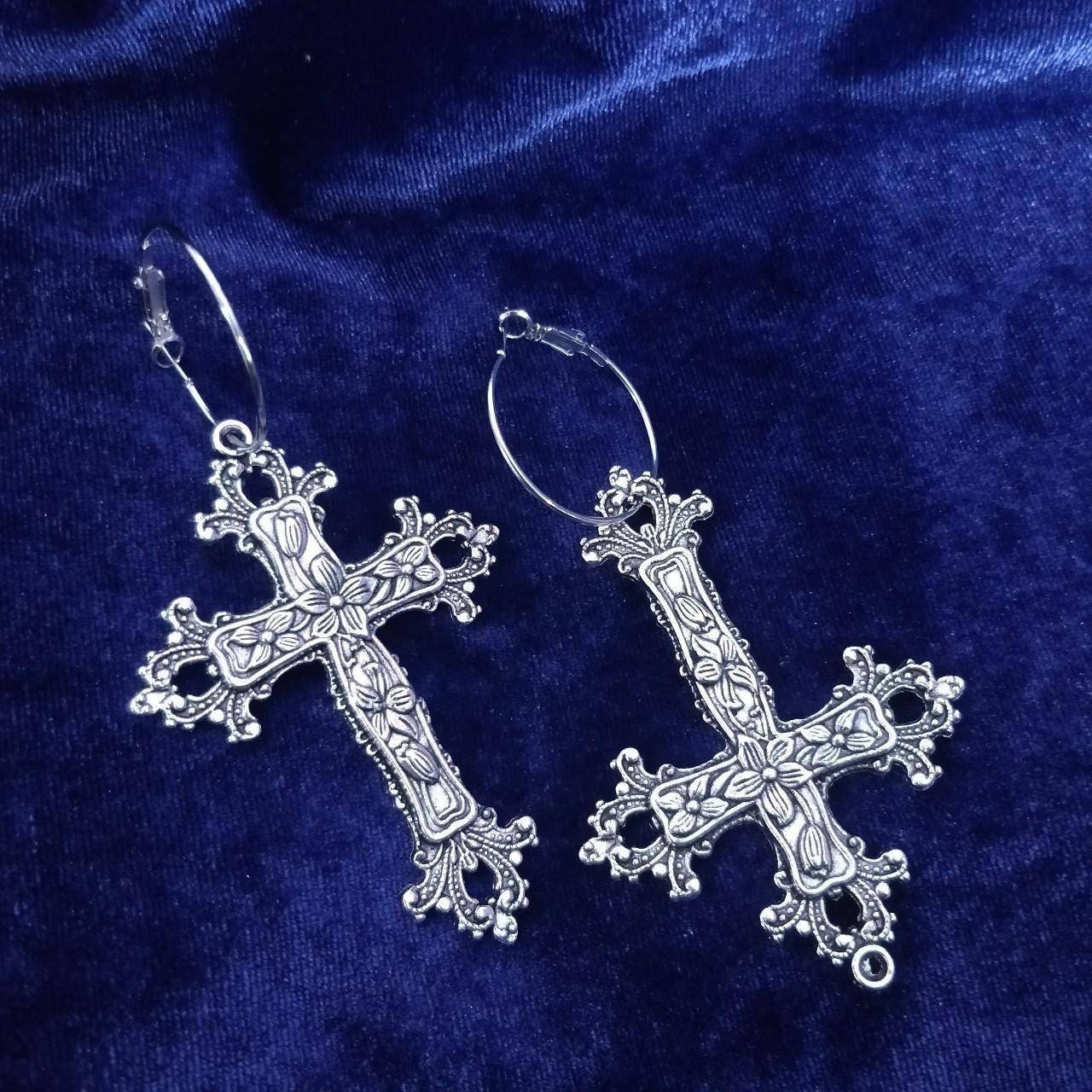 Floral Crucifix Earrings