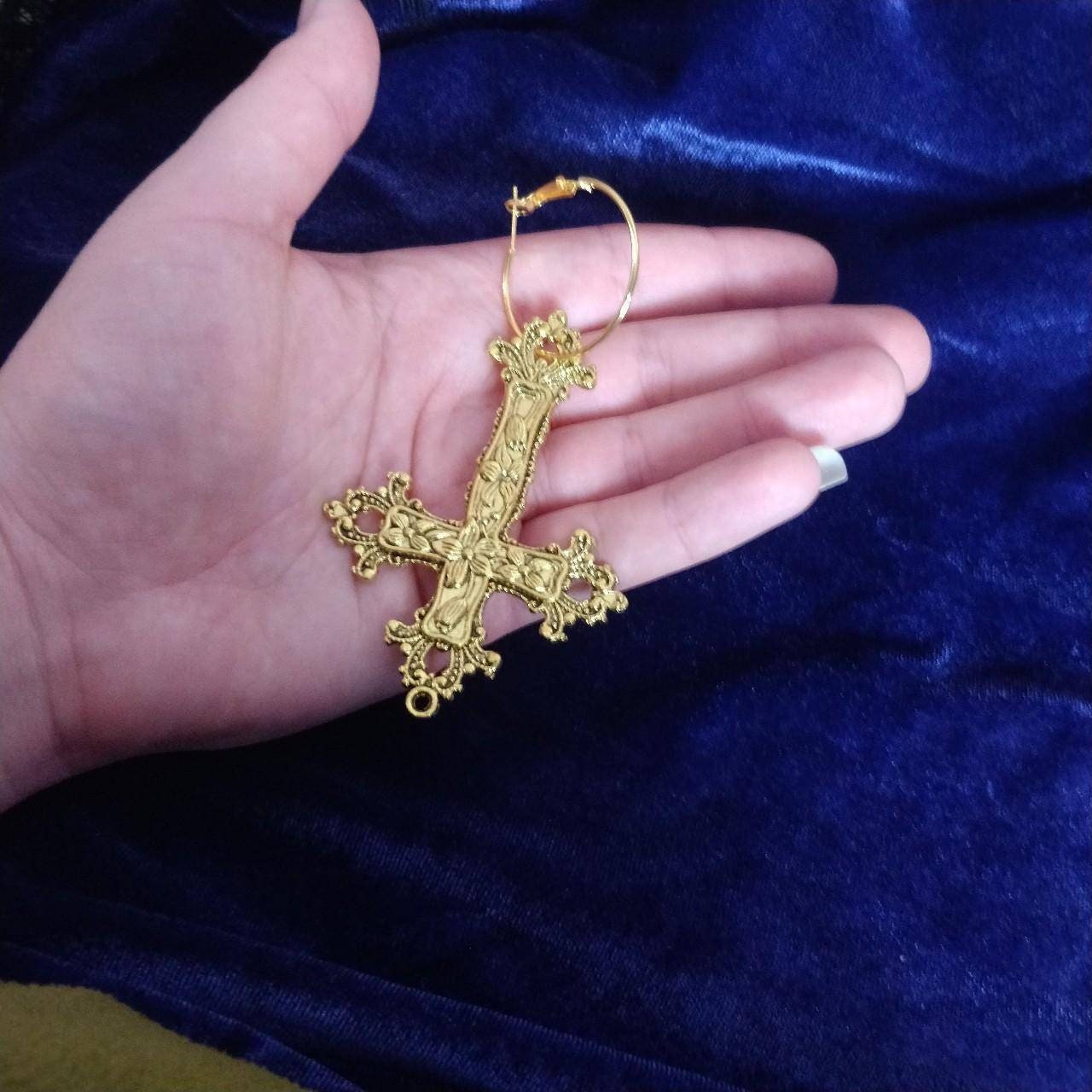 Floral Crucifix Earrings