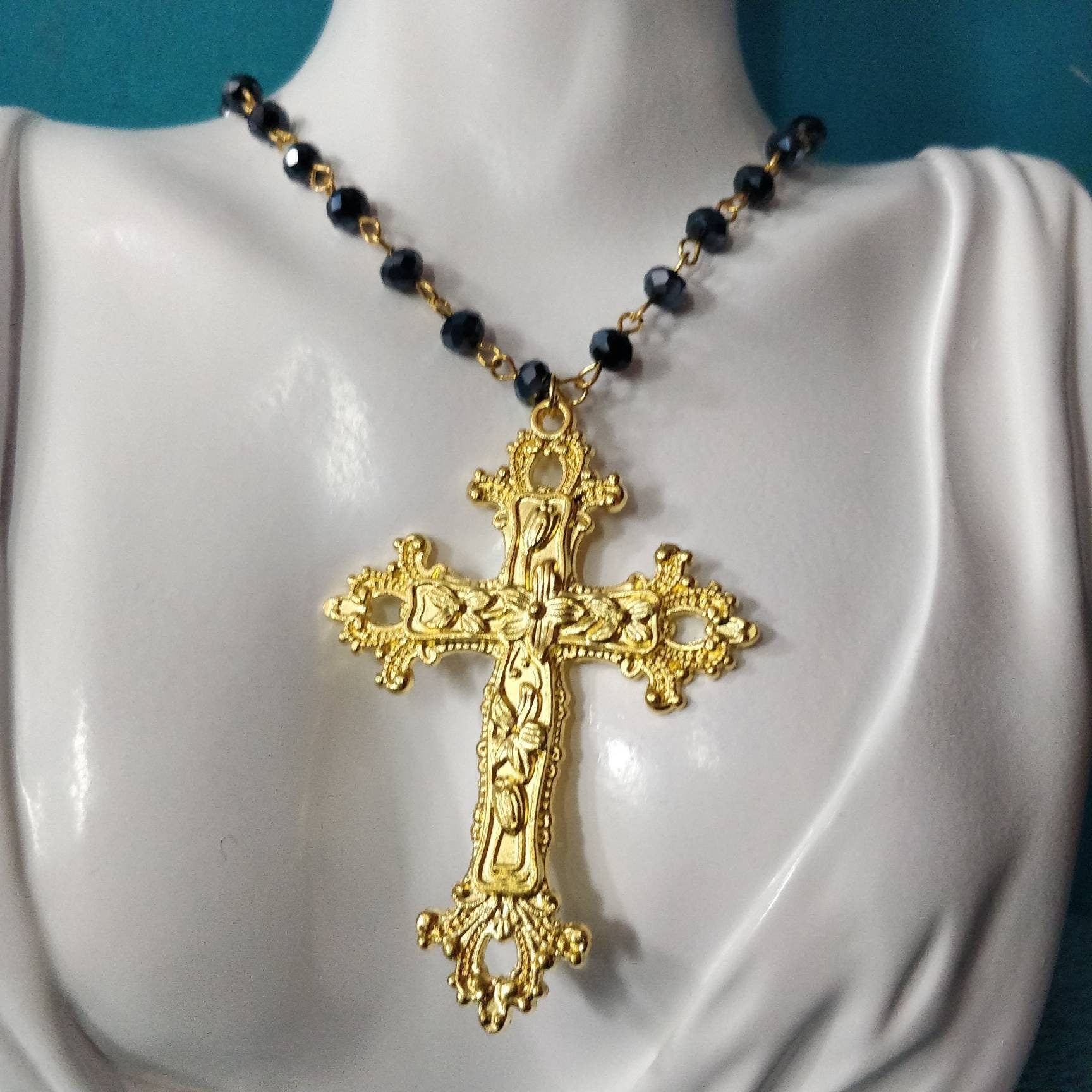 Gold Floral Rosary