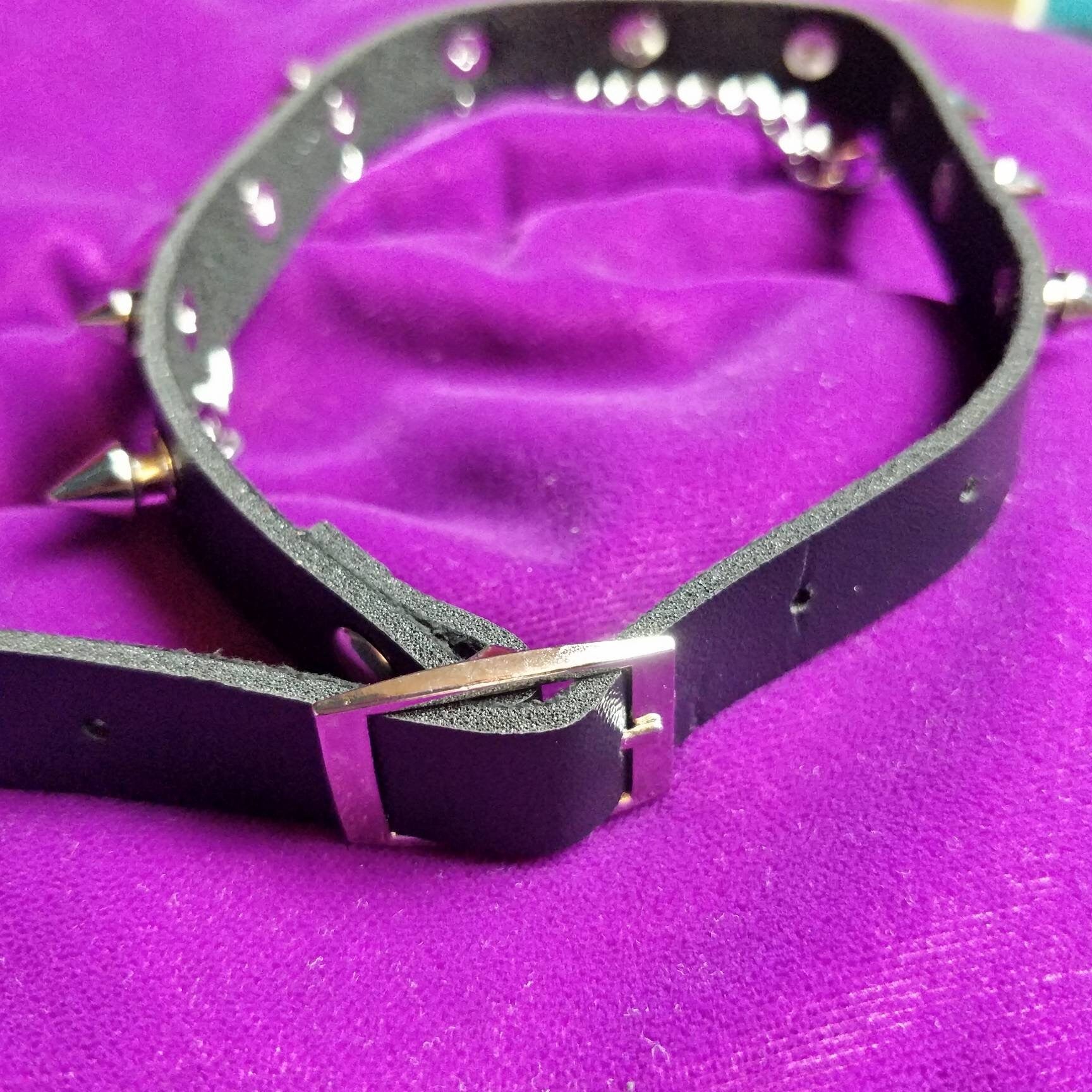 Goth Choker Crucifix with Spikes and Chains