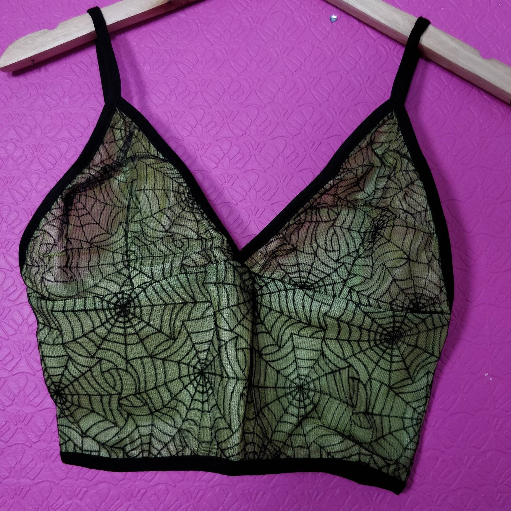 Goth Crop Top // neon// rave industrial retro 90s y2k raver Halloween party spiderweb cobweb lace