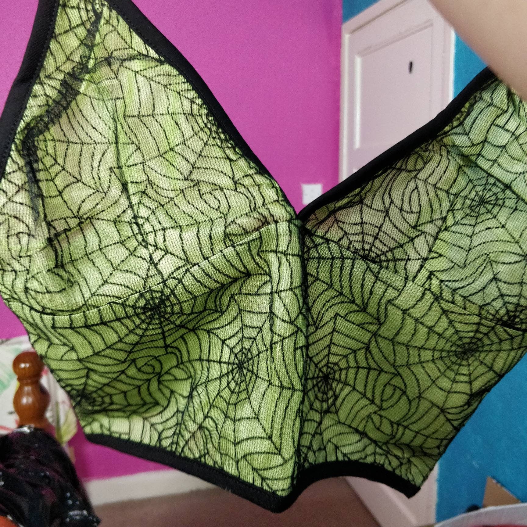 Goth Crop Top // neon// rave industrial retro 90s y2k raver Halloween party spiderweb cobweb lace