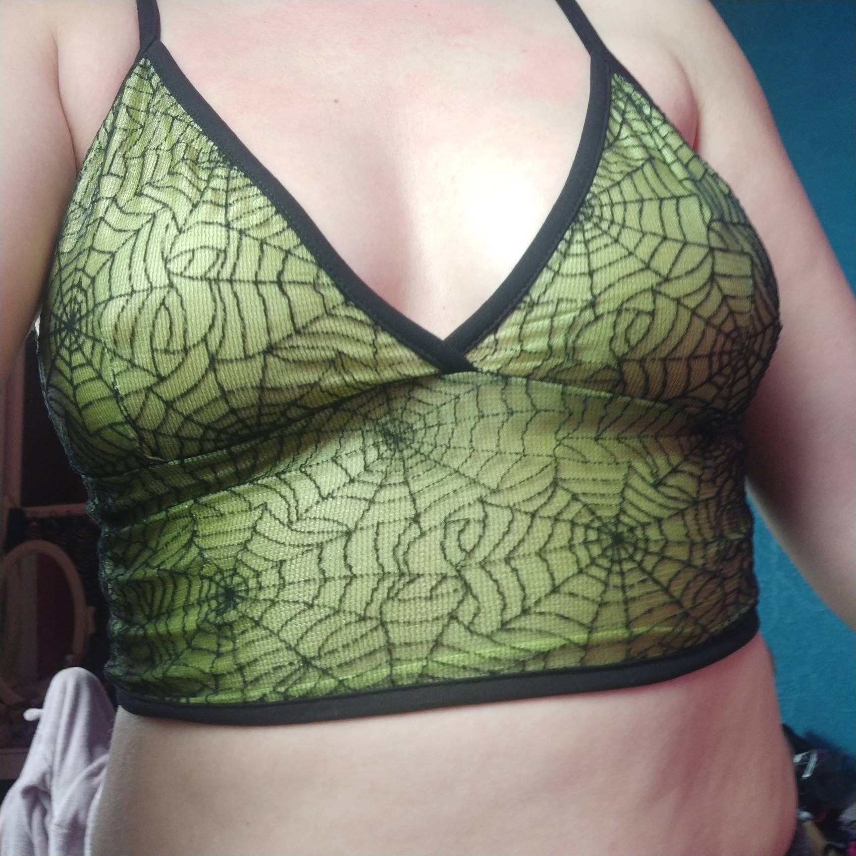 Goth Crop Top // neon// rave industrial retro 90s y2k raver Halloween party spiderweb cobweb lace