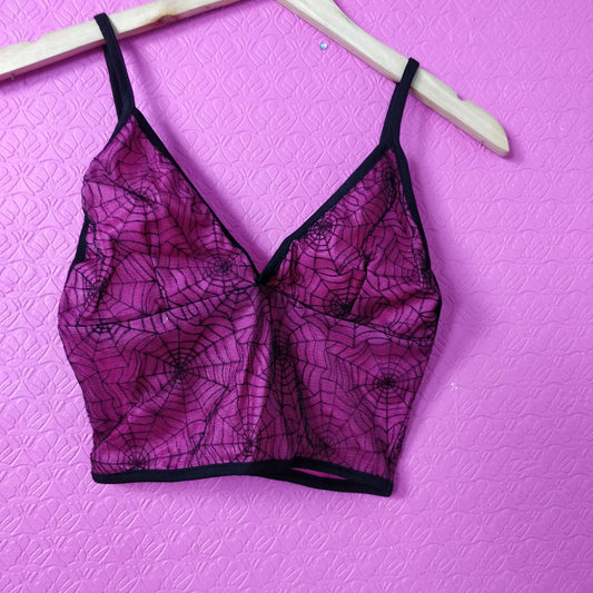 Goth Crop Top // neon// rave industrial retro 90s y2k raver Halloween party spiderweb cobweb lace