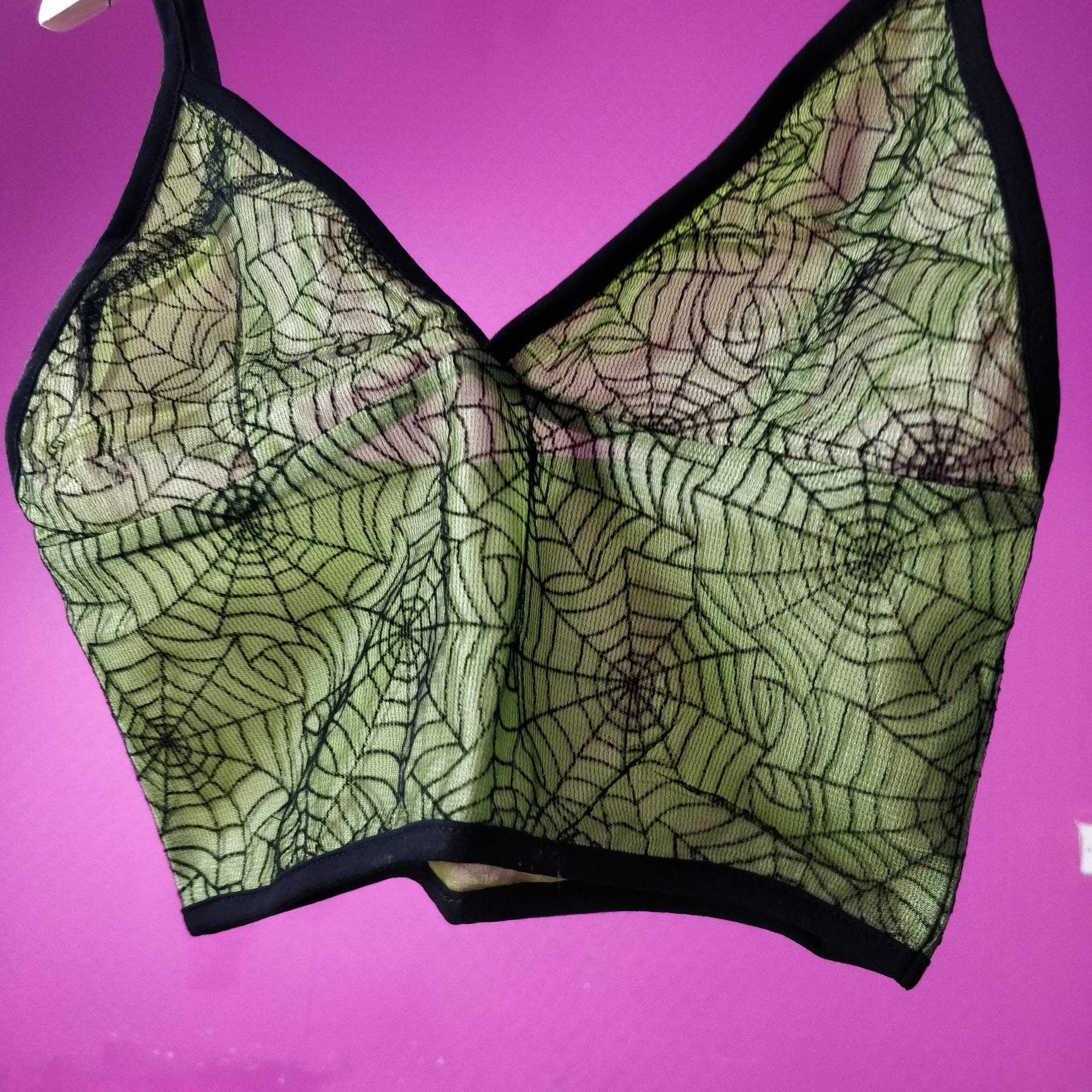 Goth Crop Top // neon// rave industrial retro 90s y2k raver Halloween party spiderweb cobweb lace