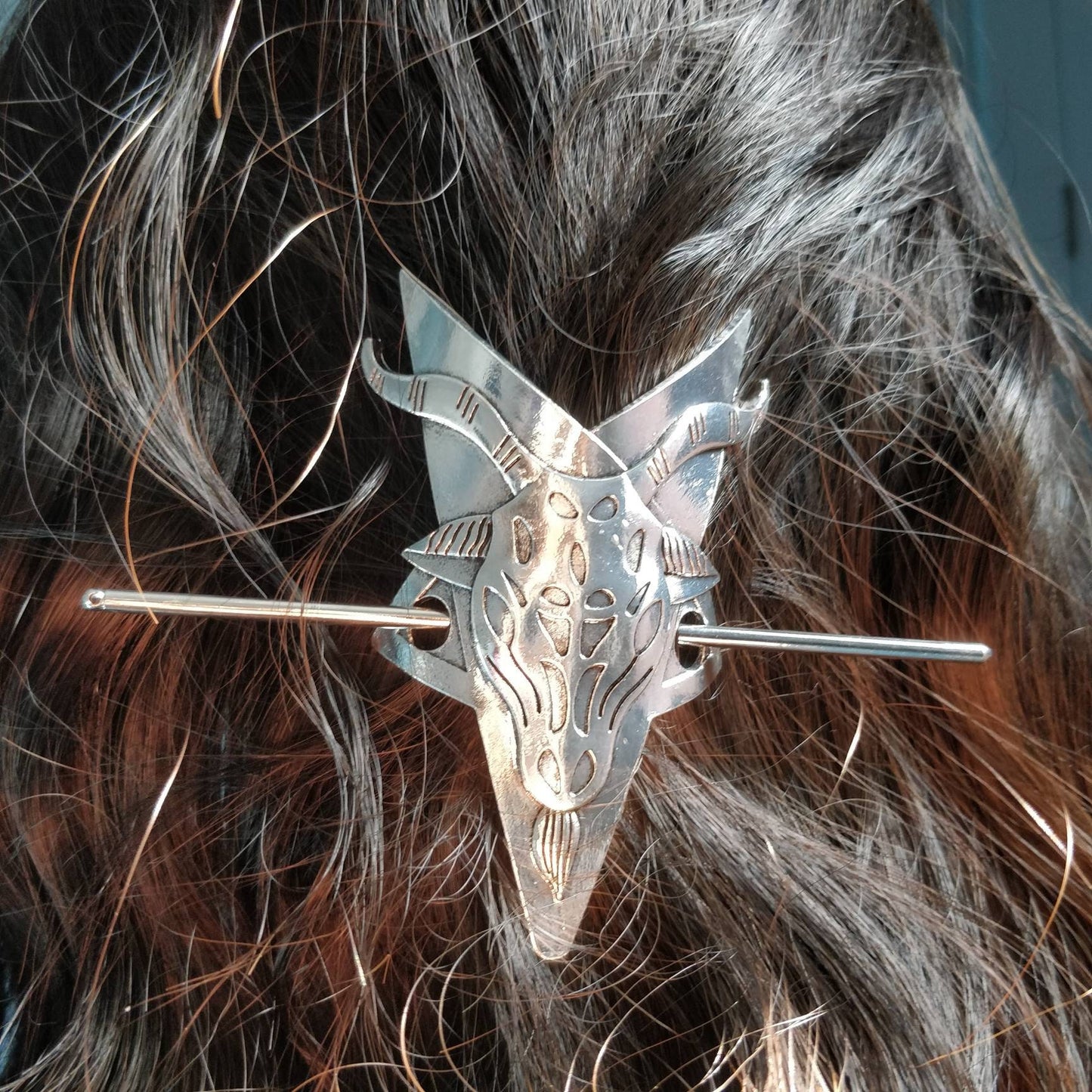 Goth Hair Clip - Baphomet Hair Barrette