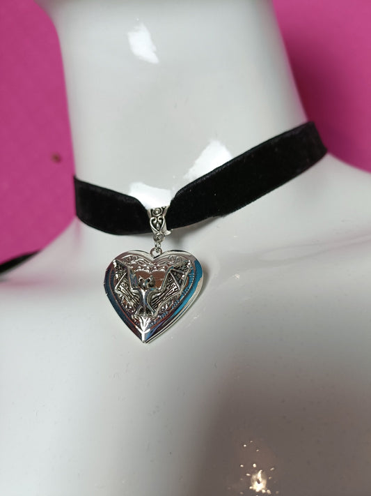 Bat Locket Velvet Choker