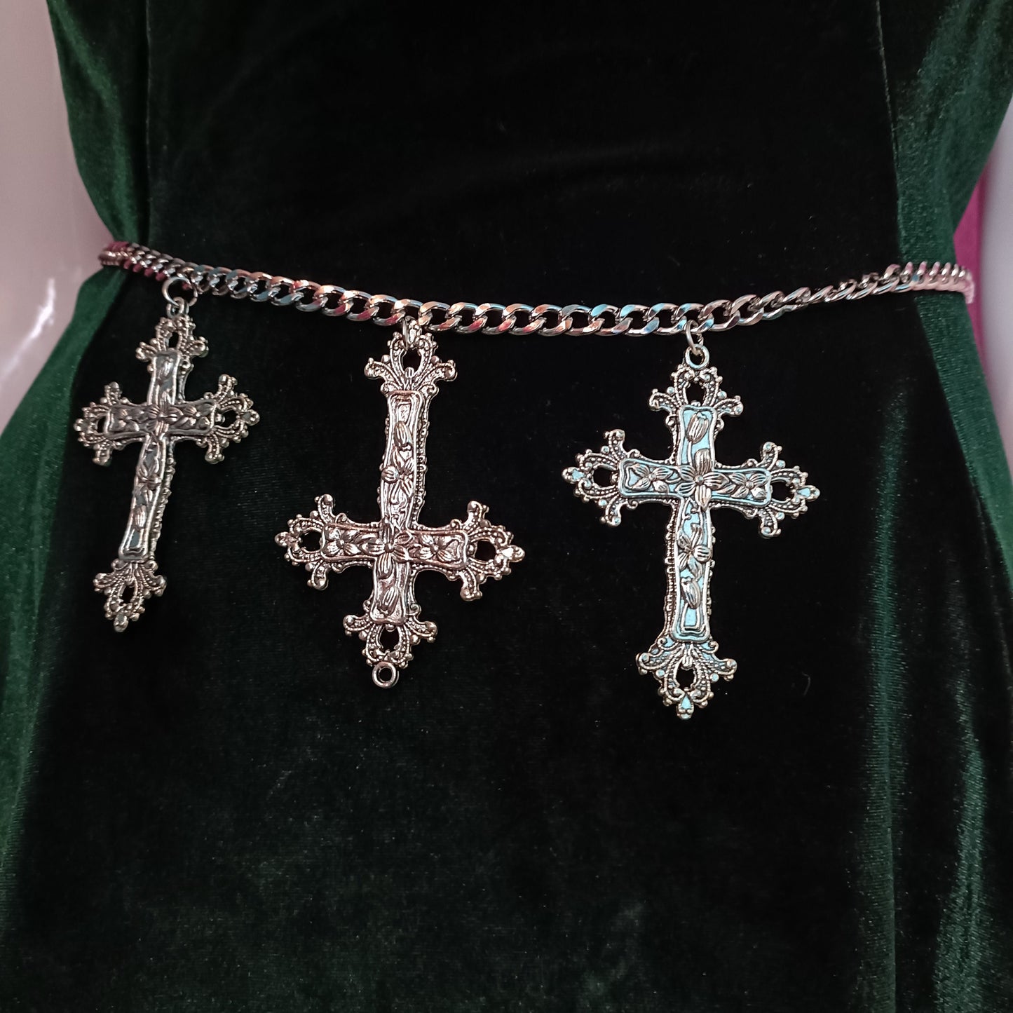 Gothic Belt - Crucifix Belt/Cross Waist Chain