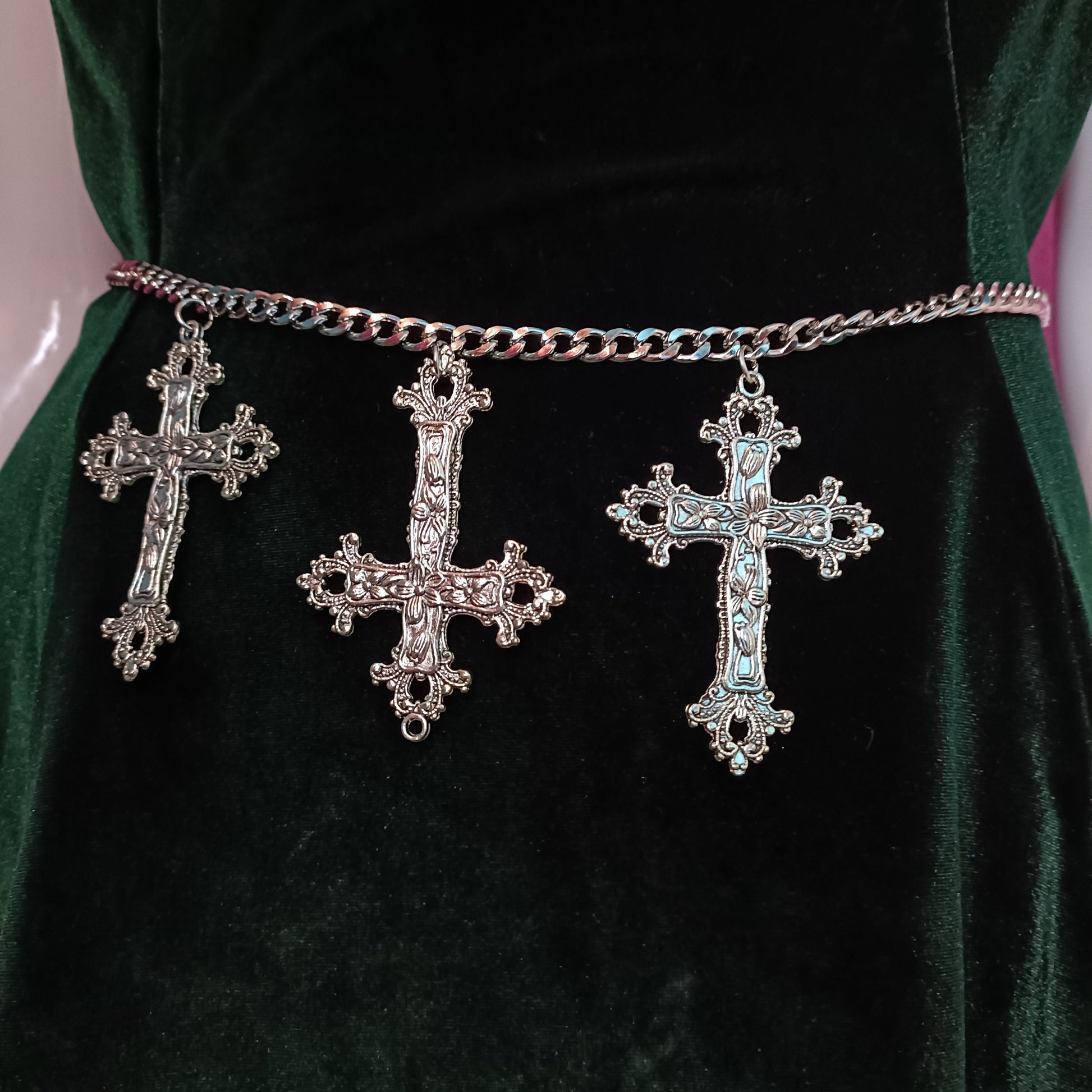 Gothic Belt - Crucifix Belt/Cross Waist Chain