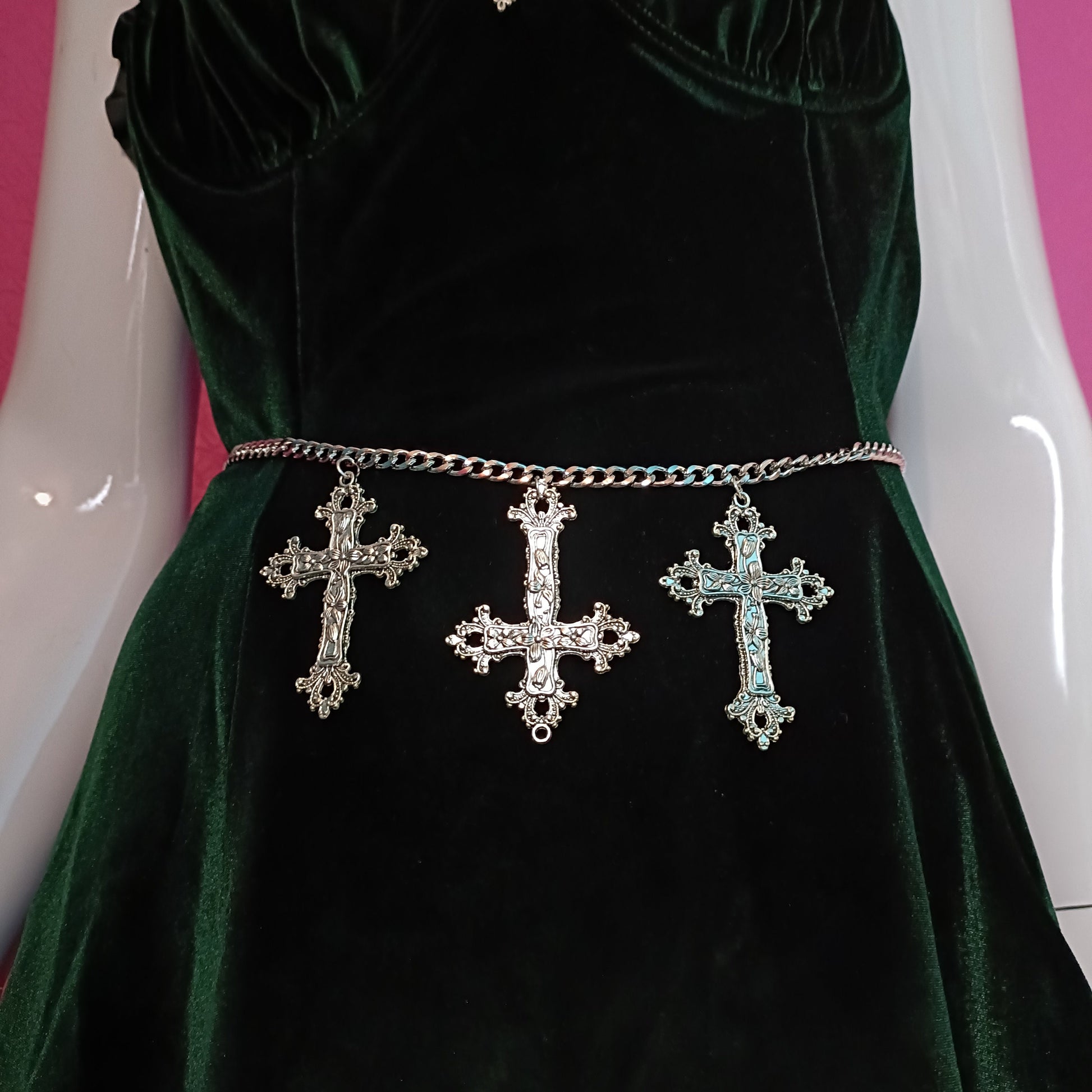 Gothic Belt - Crucifix Belt/Cross Waist Chain