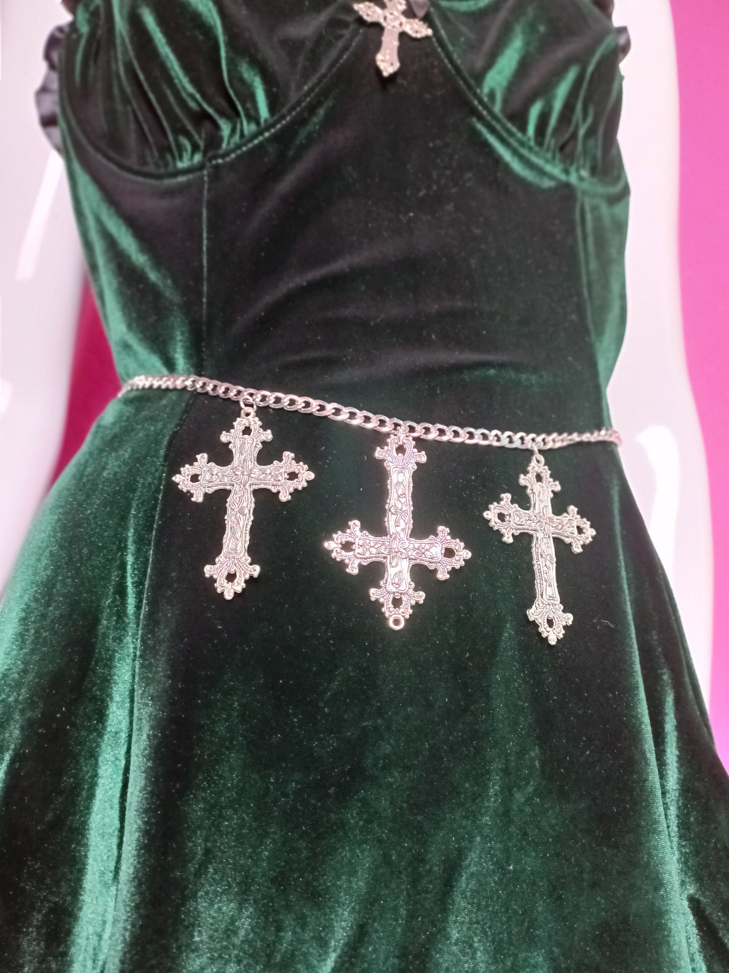 Gothic Belt - Crucifix Belt/Cross Waist Chain