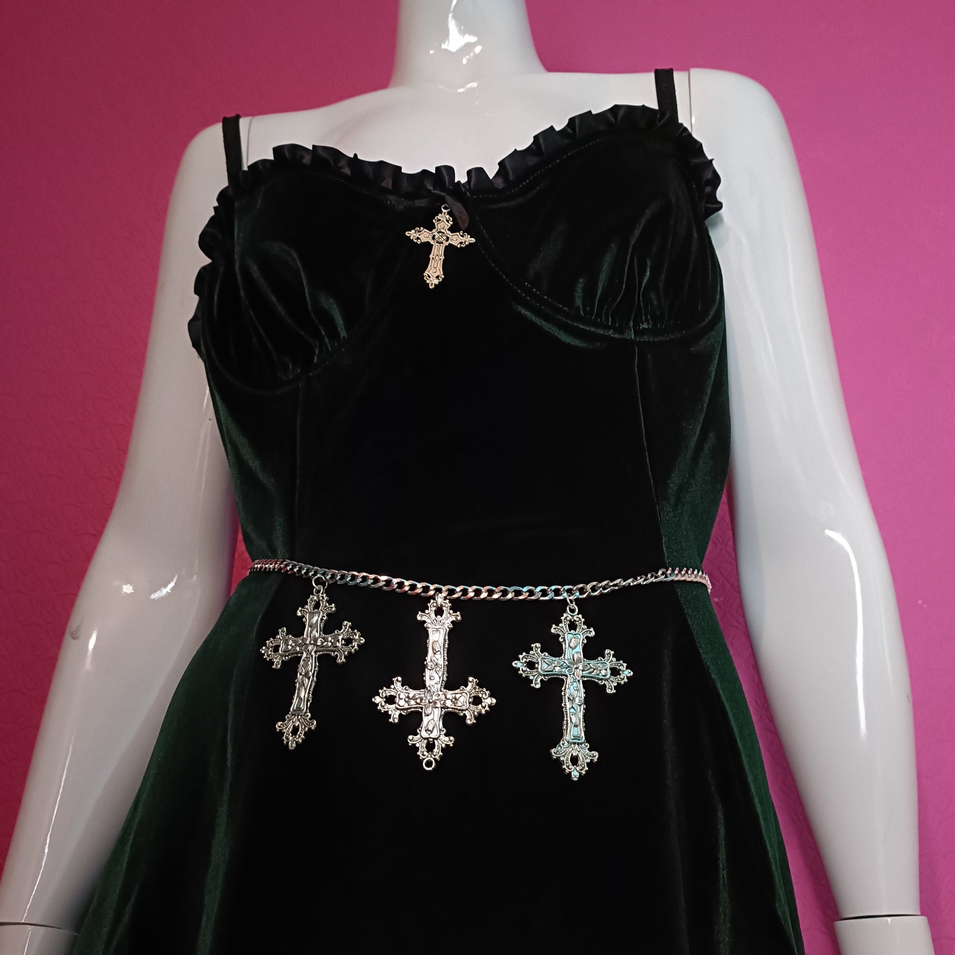Gothic Belt - Crucifix Belt/Cross Waist Chain