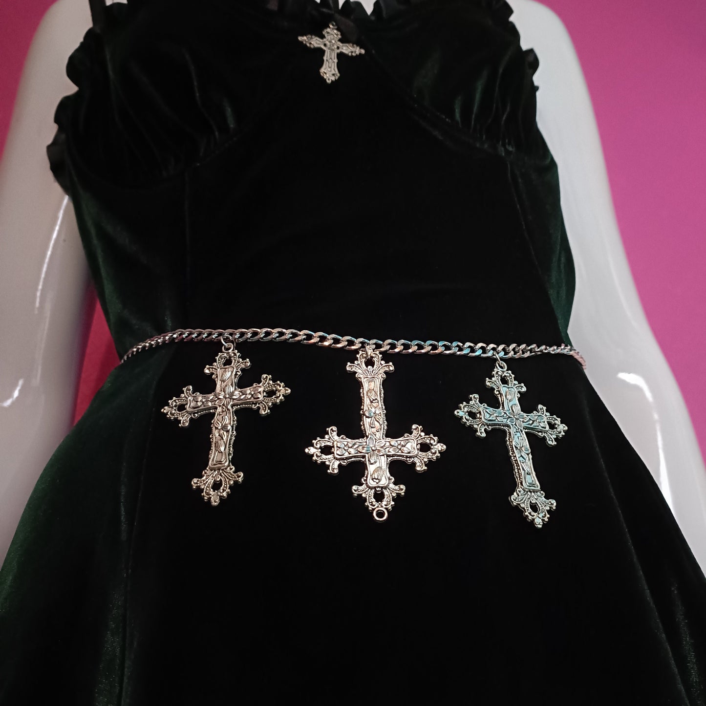 Gothic Belt - Crucifix Belt/Cross Waist Chain