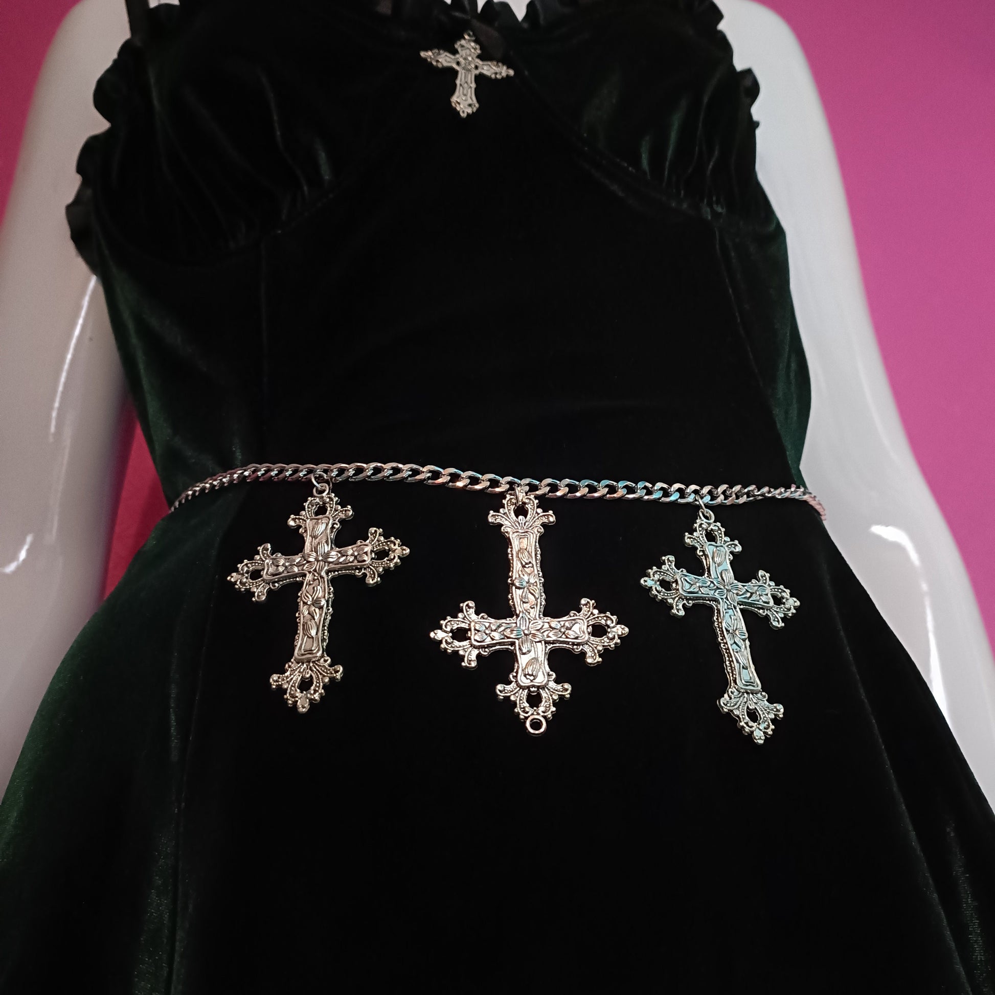Gothic Belt - Crucifix Belt/Cross Waist Chain