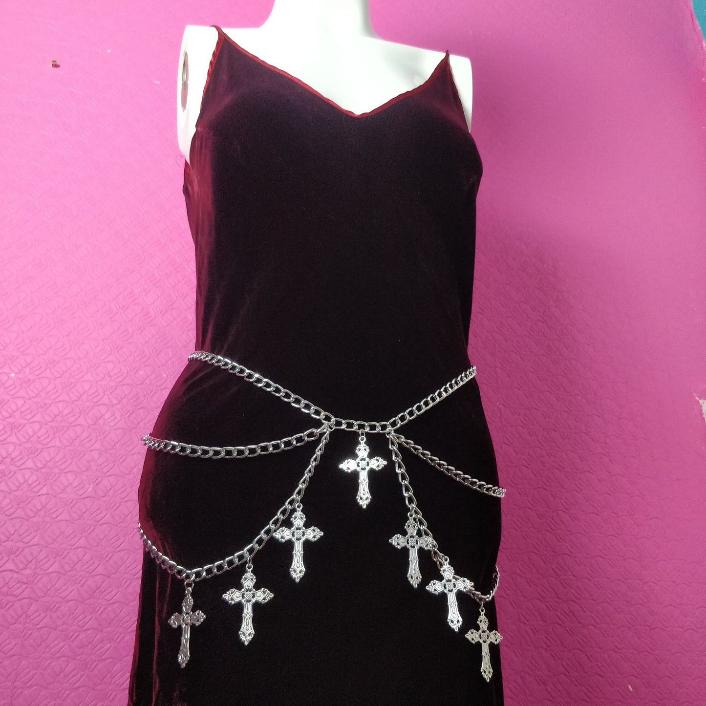 Gothic Crucifix Waist Chain Belt/ Harness Cross Layered Accessory