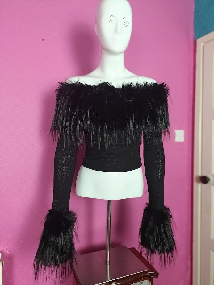 Gothic Long Fur Monster Jumper Princess Poison 666
