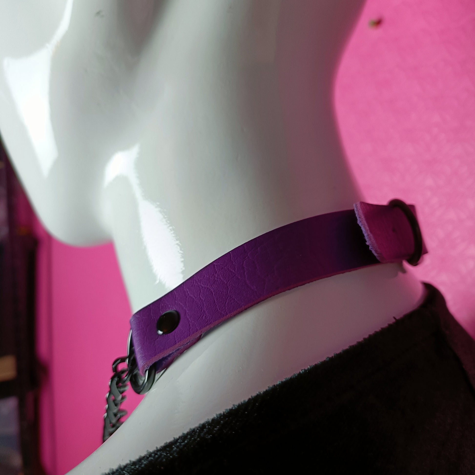 Heart Chain Choker - Choke Chain Version! Martingale Collar - Purple metallic / pearlescent Heart