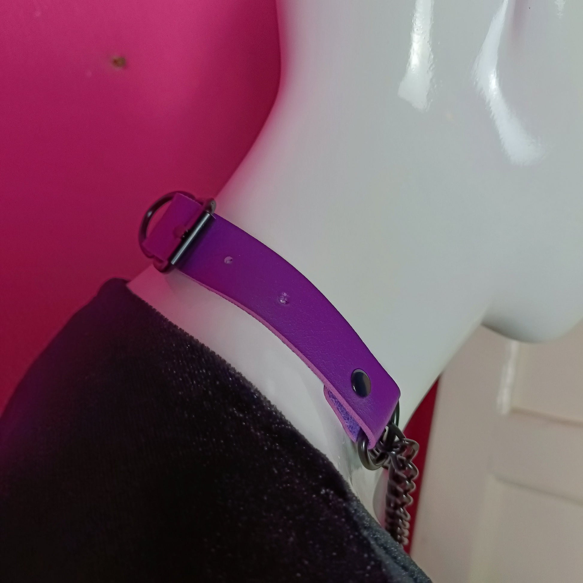 Heart Chain Choker - Choke Chain Version! Martingale Collar - Purple metallic / pearlescent Heart