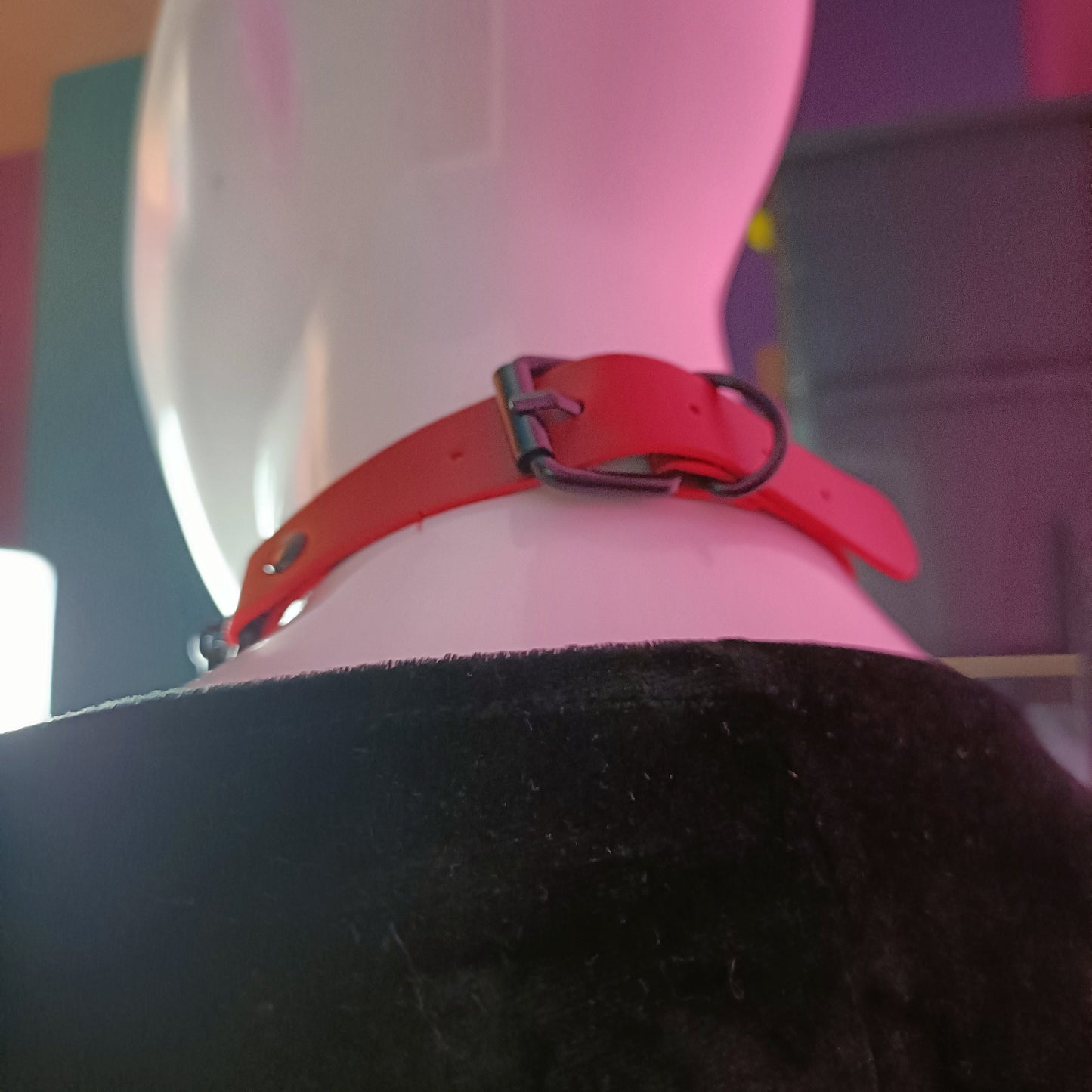 Heart Chain Choker - Choke Chain Version! Martingale Collar - Red Pearlescent Heart