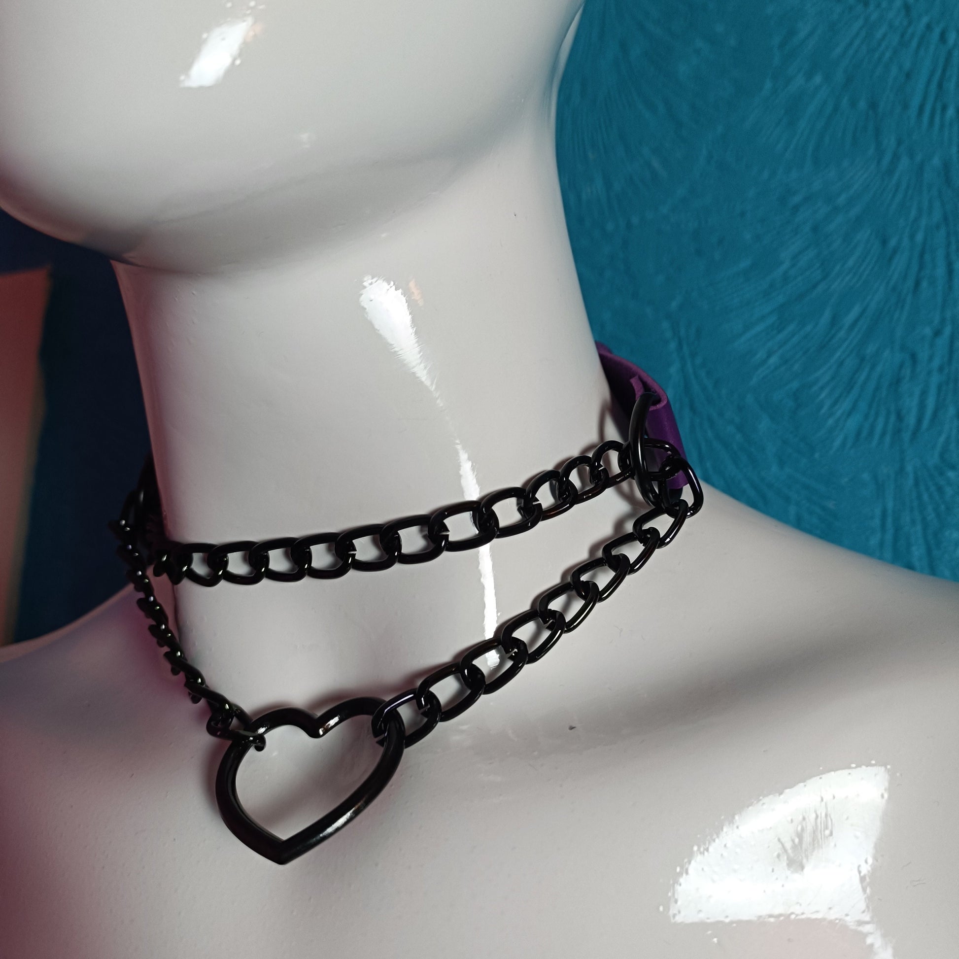 Heart Chain Choker - Choke Chain Version!! Purple