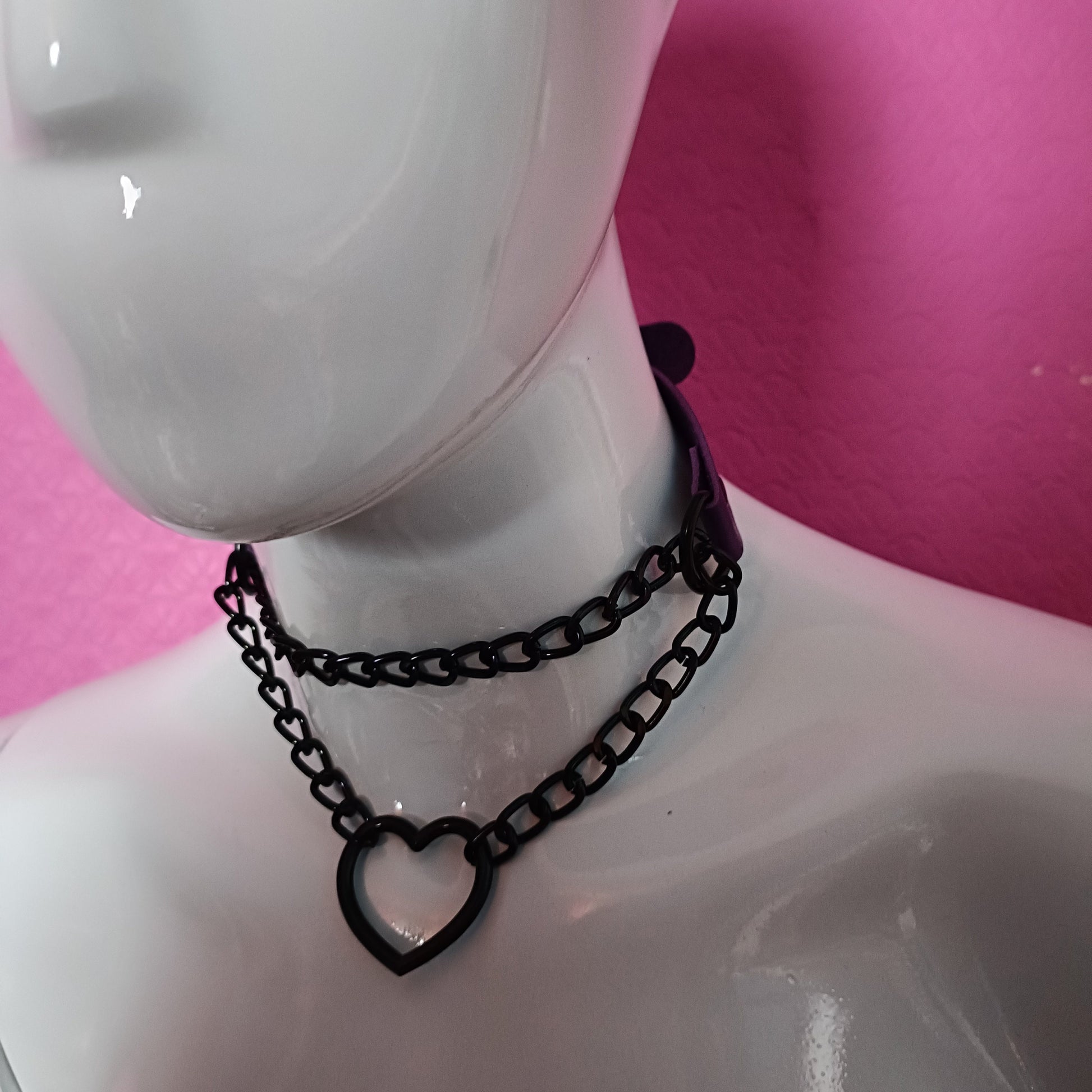 Heart Chain Choker - Choke Chain Version!! Purple