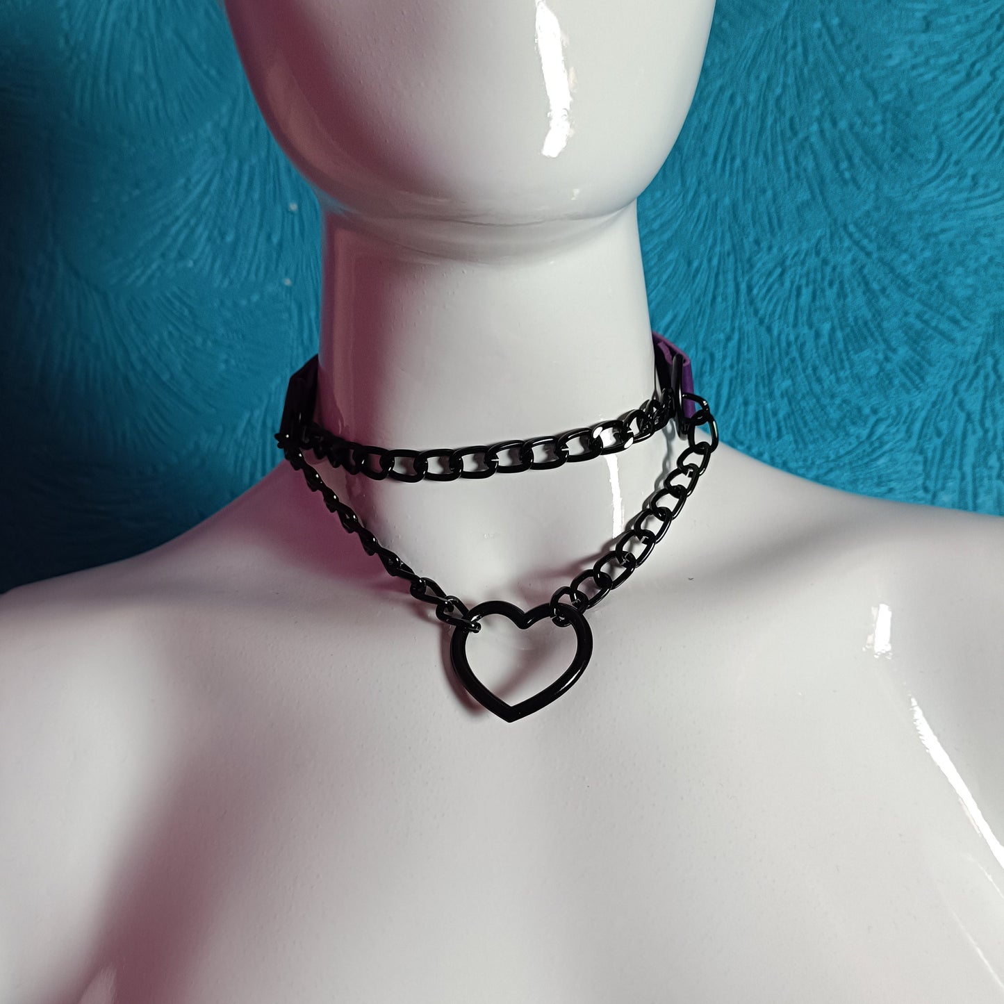Heart Chain Choker - Choke Chain Version!! Purple