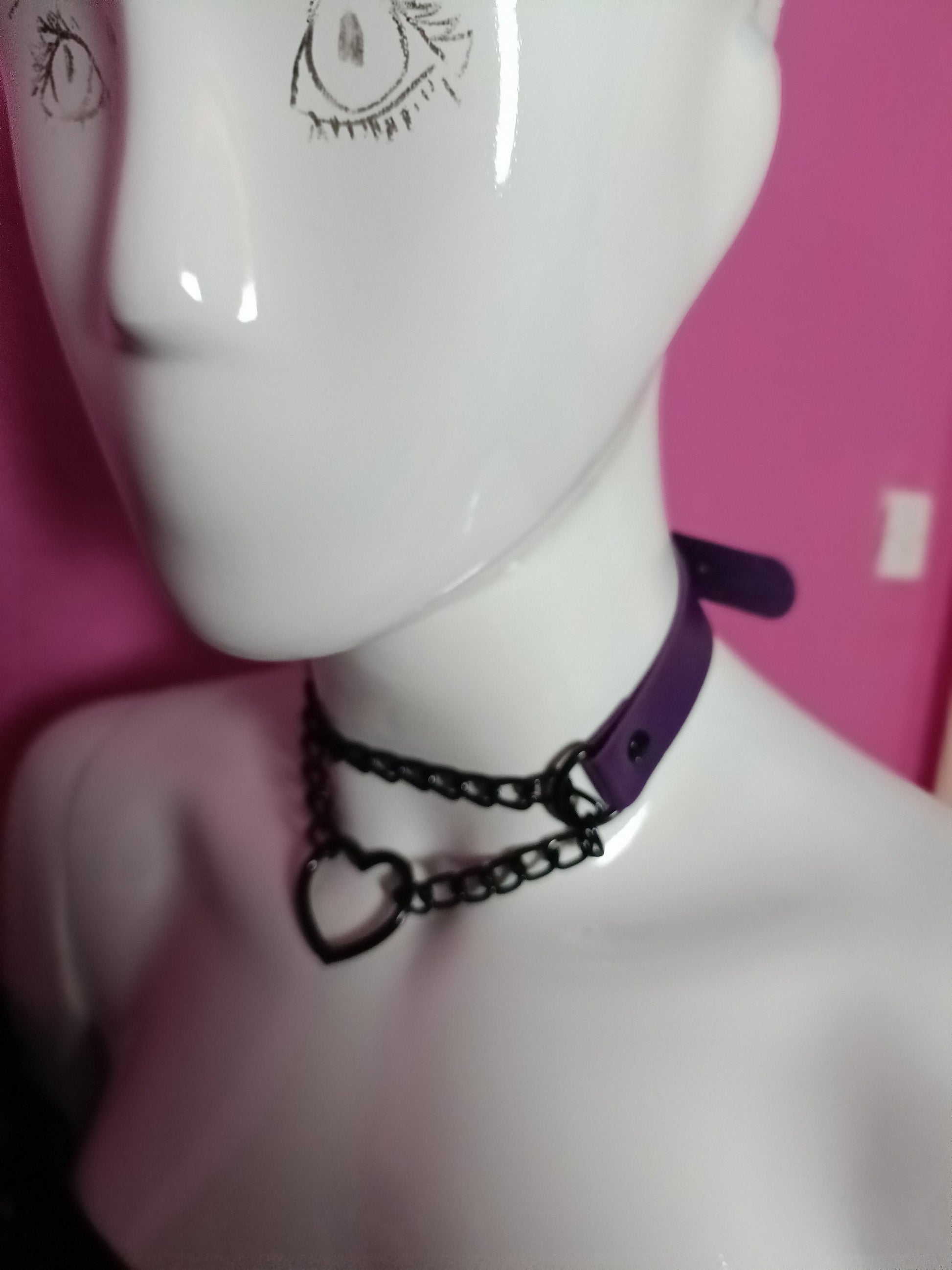 Heart Chain Choker - Choke Chain Version!! Purple
