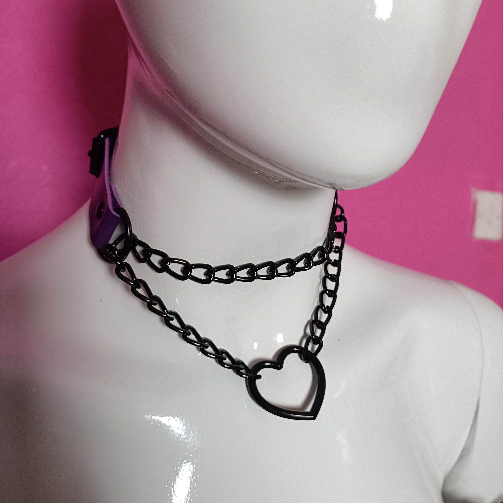 Heart Chain Choker - Choke Chain Version!! Purple