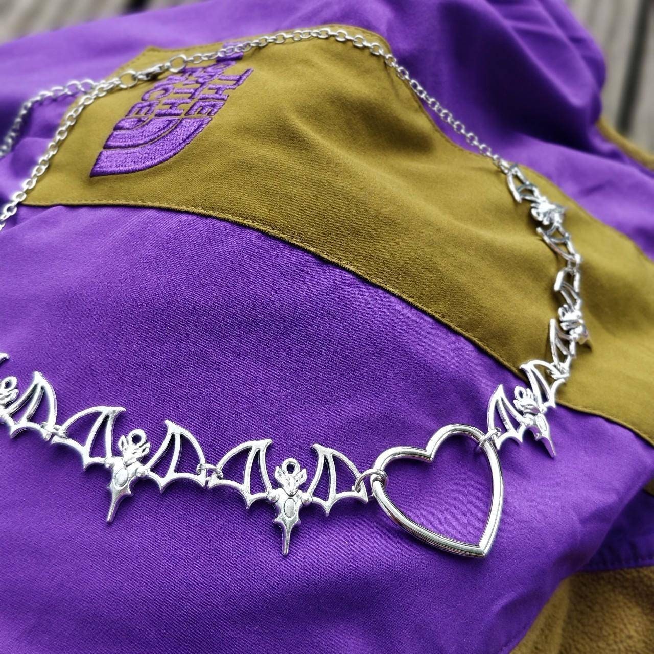 Heart full of Bats Necklace //Bat Chain Heart Choker