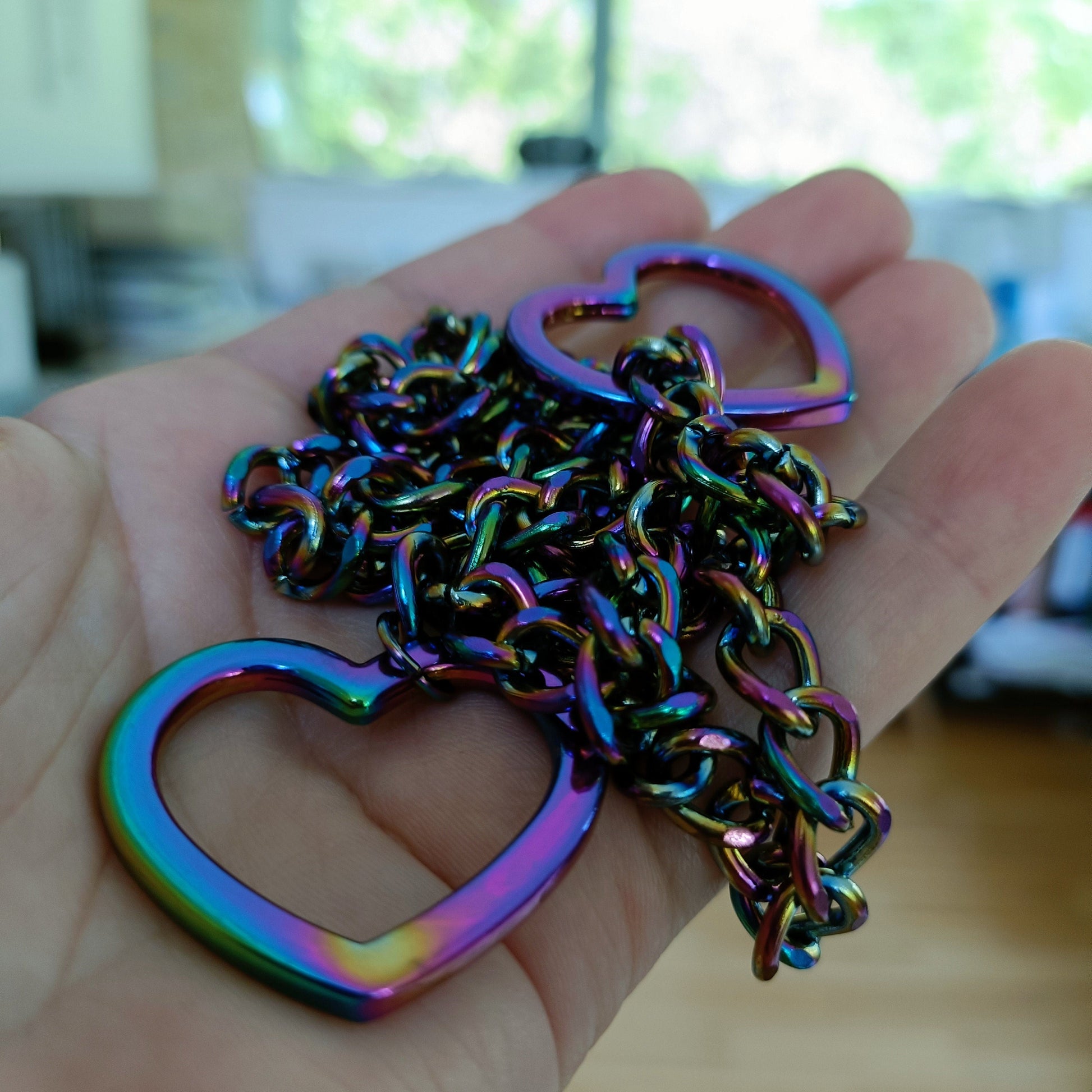 Iridescent Rainbow Heart Martingale Collar/Choker